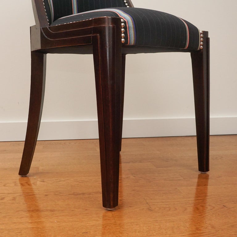 Set of Six French Walnut Art Deco Dining Chairs For Sale 1
