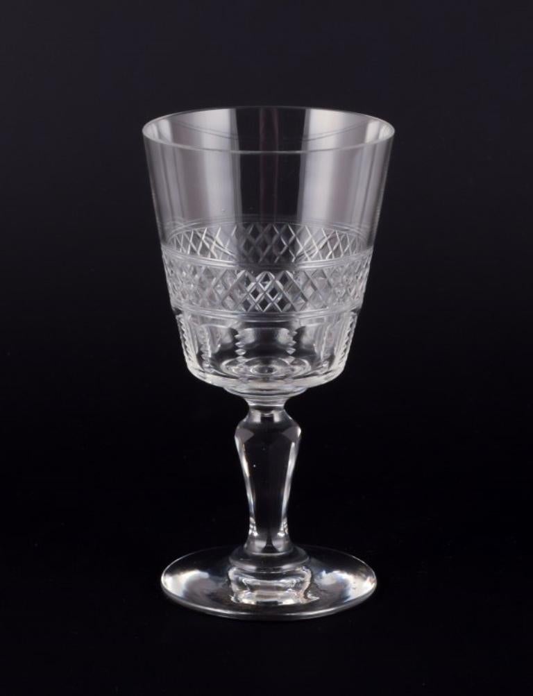 Set von sechs französischen weißen Weingläsern aus Kristallglas. Um 1900 im Zustand „Hervorragend“ im Angebot in Copenhagen, DK