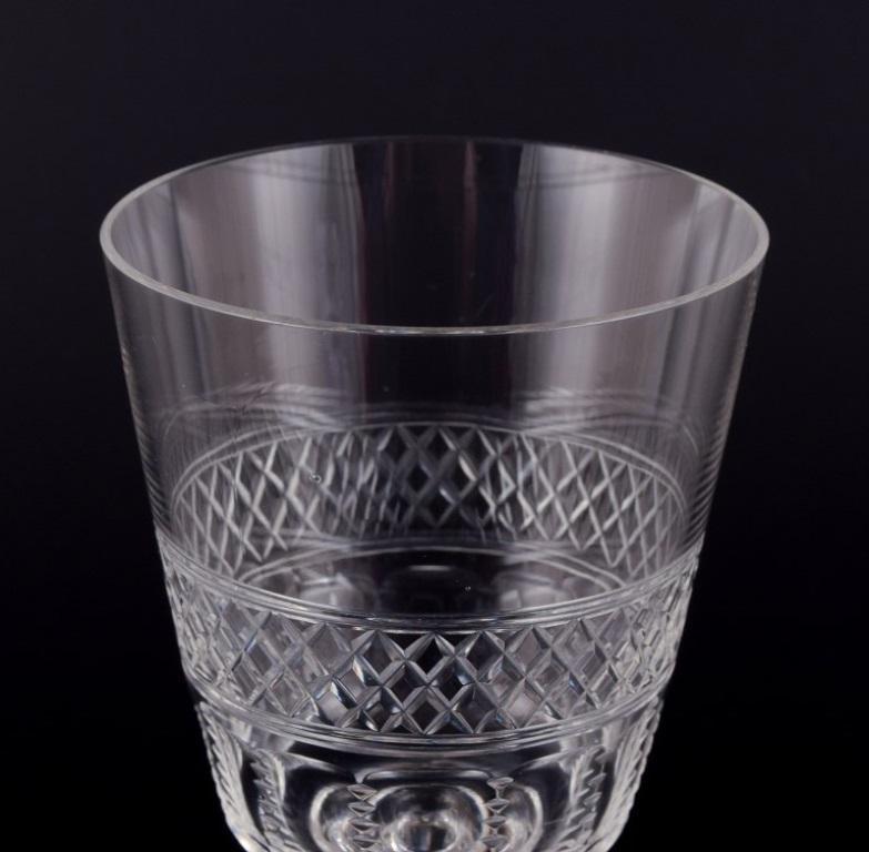 Set von sechs französischen weißen Weingläsern aus Kristallglas. Um 1900 im Angebot 2