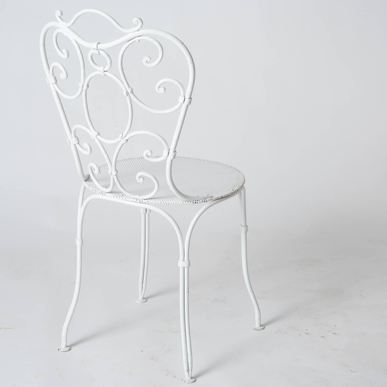 Set of Six French Wrought Iron Garden Chairs, circa 1940 4