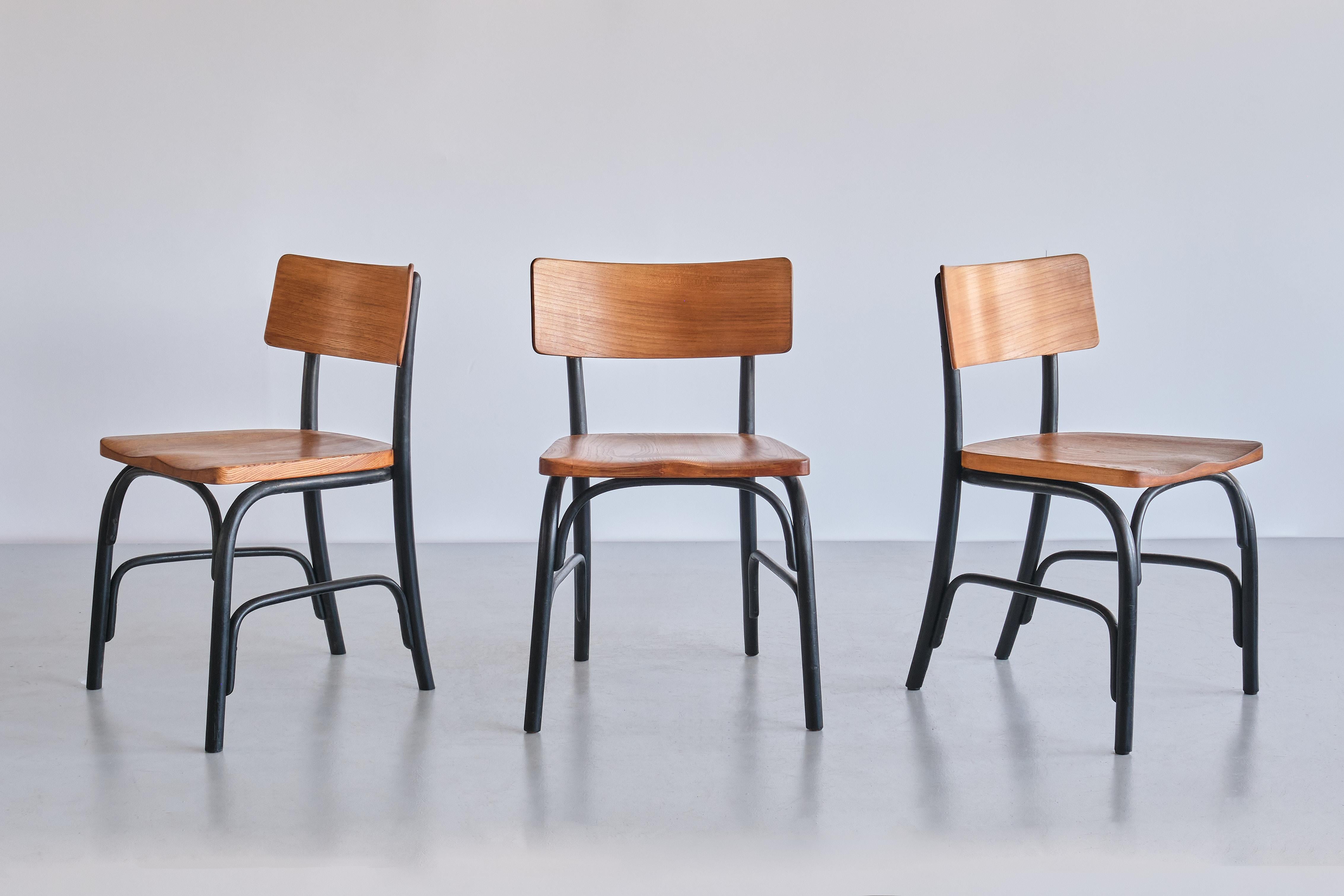 Danish Set of Six Frits Schlegel 'Husum' Chairs in Elm, Fritz Hansen, Denmark, 1930s For Sale