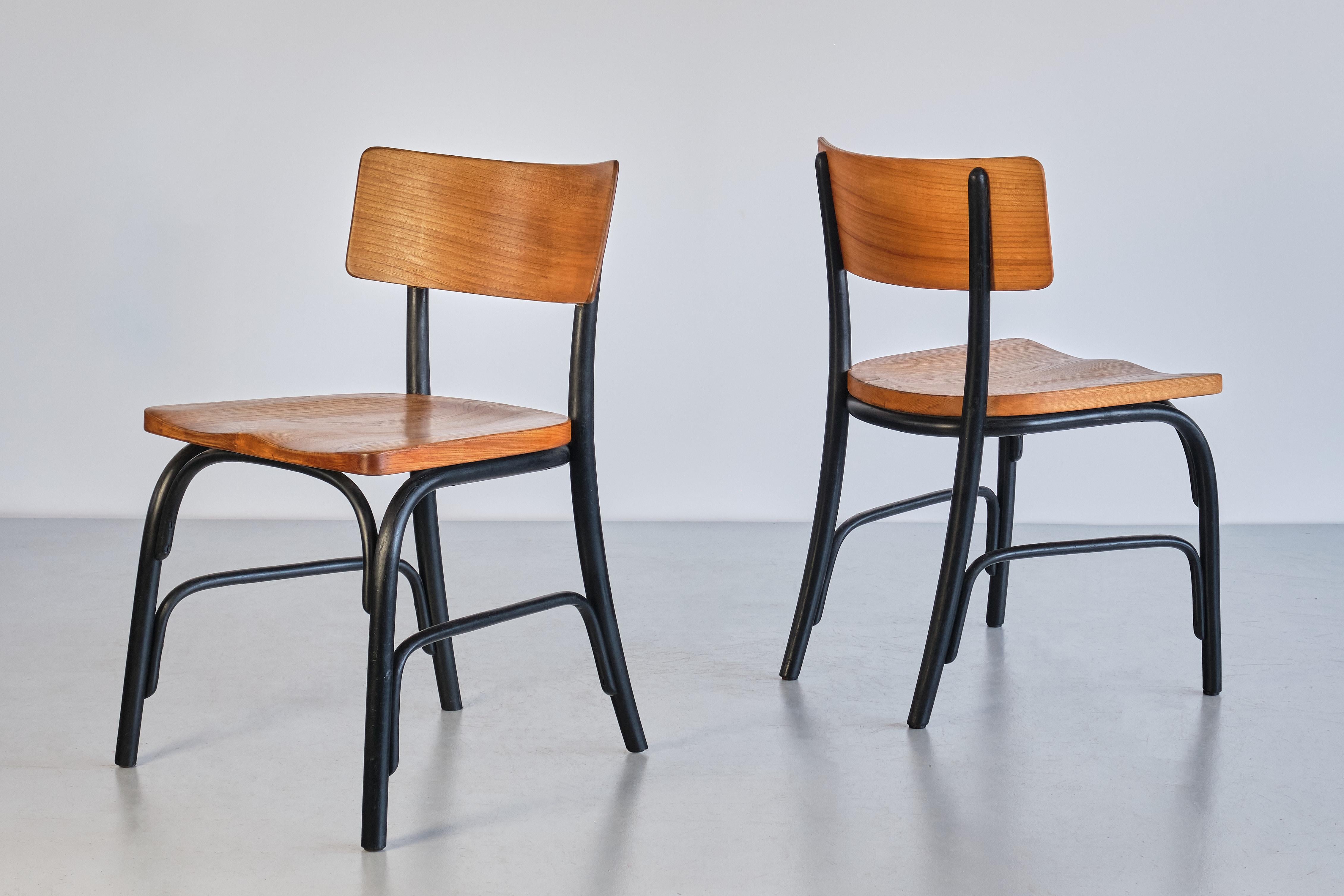 Set of Six Frits Schlegel 'Husum' Chairs in Elm, Fritz Hansen, Denmark, 1930s In Good Condition For Sale In The Hague, NL