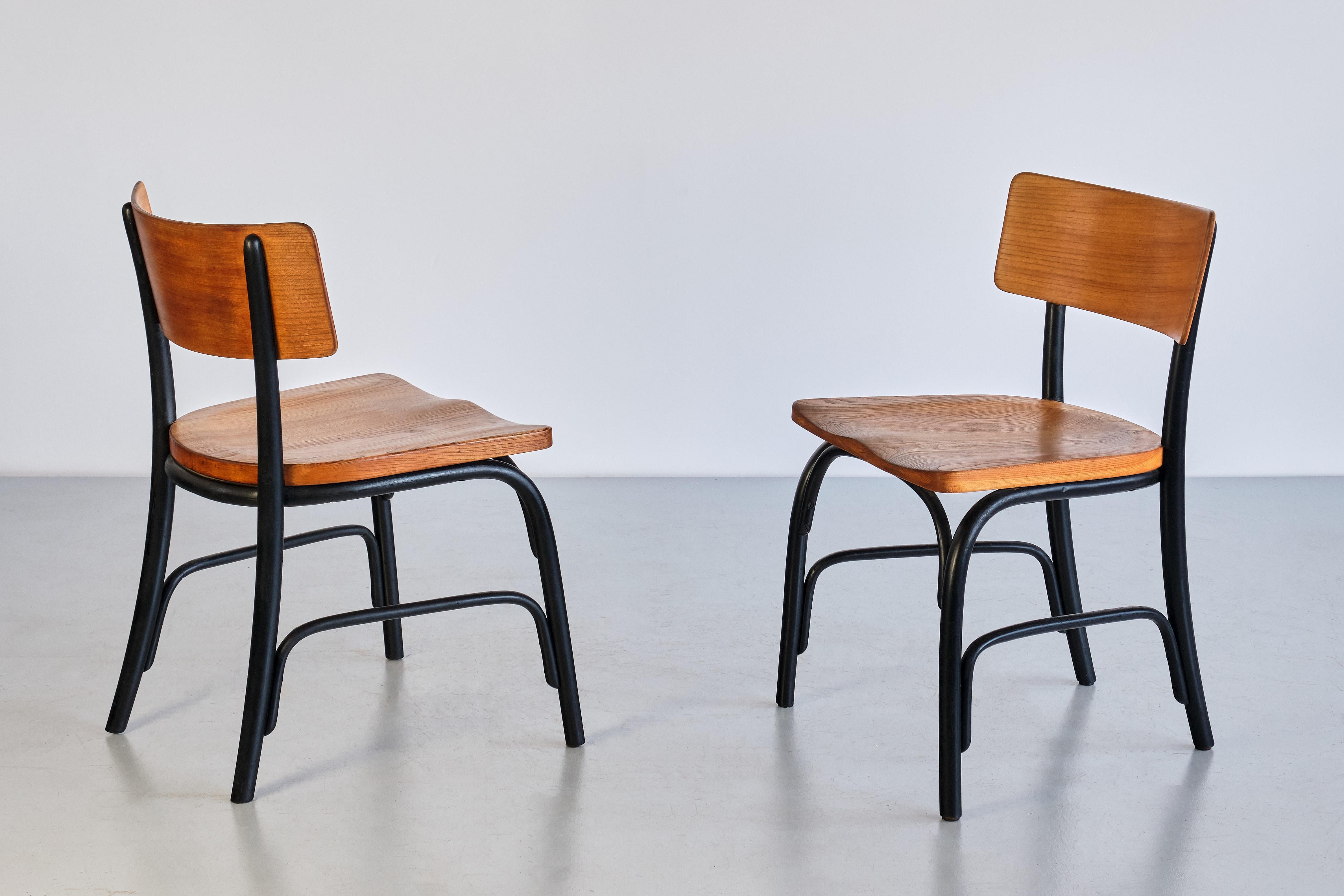 Mid-20th Century Set of Six Frits Schlegel 'Husum' Chairs in Elm, Fritz Hansen, Denmark, 1930s For Sale
