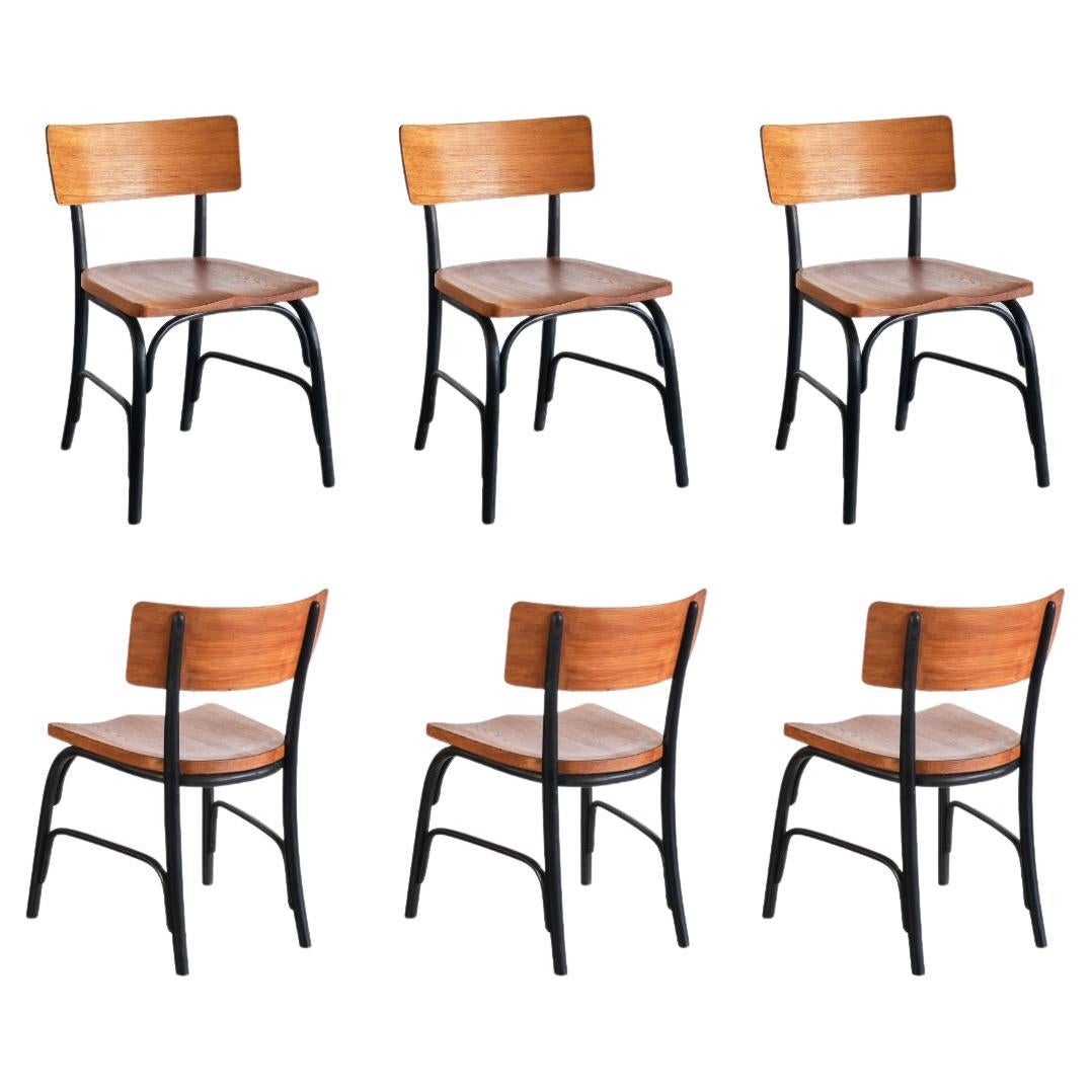 Set of Six Frits Schlegel 'Husum' Chairs in Elm, Fritz Hansen, Denmark, 1930s