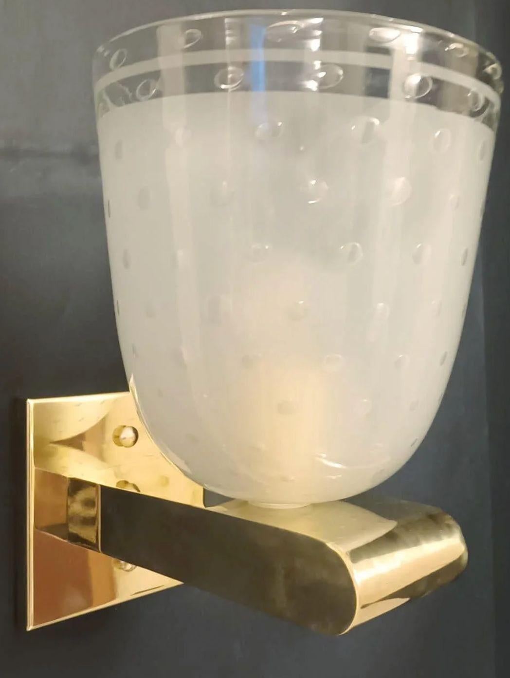 Set of Six Frosted Bollicine Sconces by Barovier e Toso. Italy, 1950's. im Zustand „Hervorragend“ im Angebot in Los Angeles, CA
