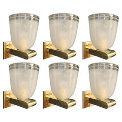 Set of Six Frosted Bollicine Sconces by Barovier e Toso. Italy, 1950's.