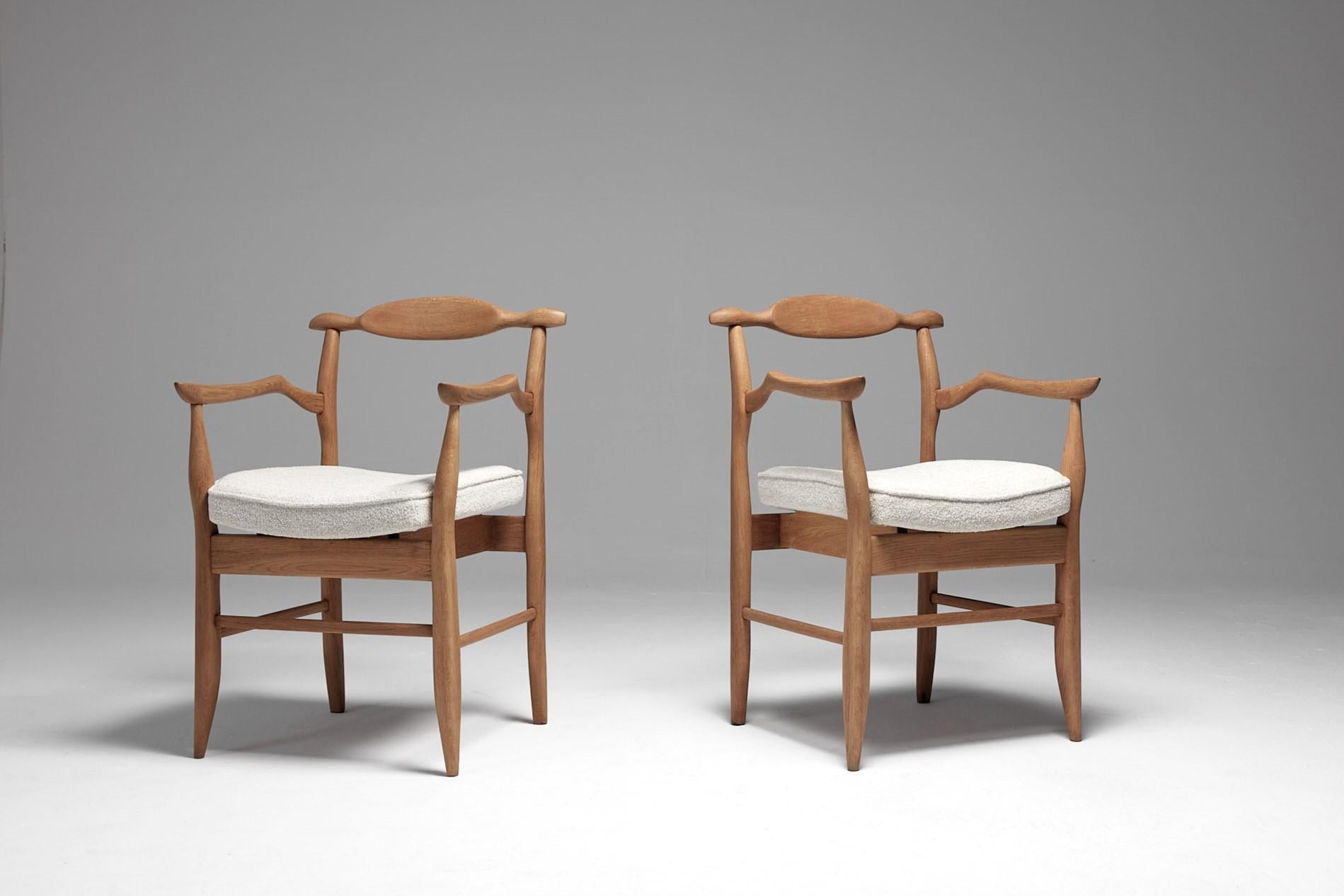 Set of Six “Fumay” Dining Armchairs by Guillerme et Chambron, France, 1960s In Good Condition For Sale In ŁÓDŹ, PL