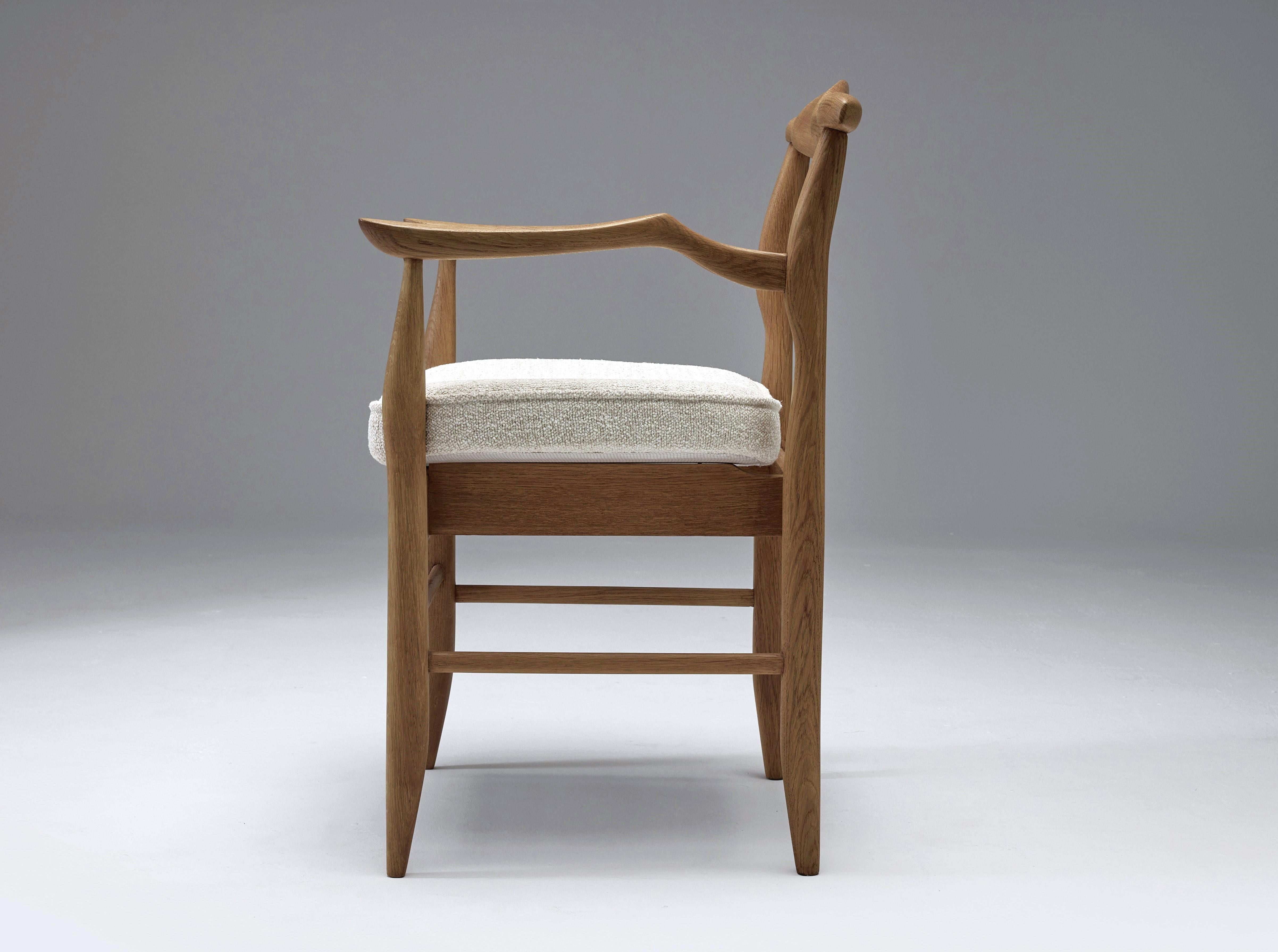 Set of Six “Fumay” Dining Armchairs by Guillerme et Chambron, France, 1960s For Sale 1