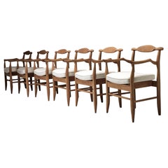 Lote de seis  Sillones de comedor "Fumay" de Guillerme et Chambron,  Francia Años 60