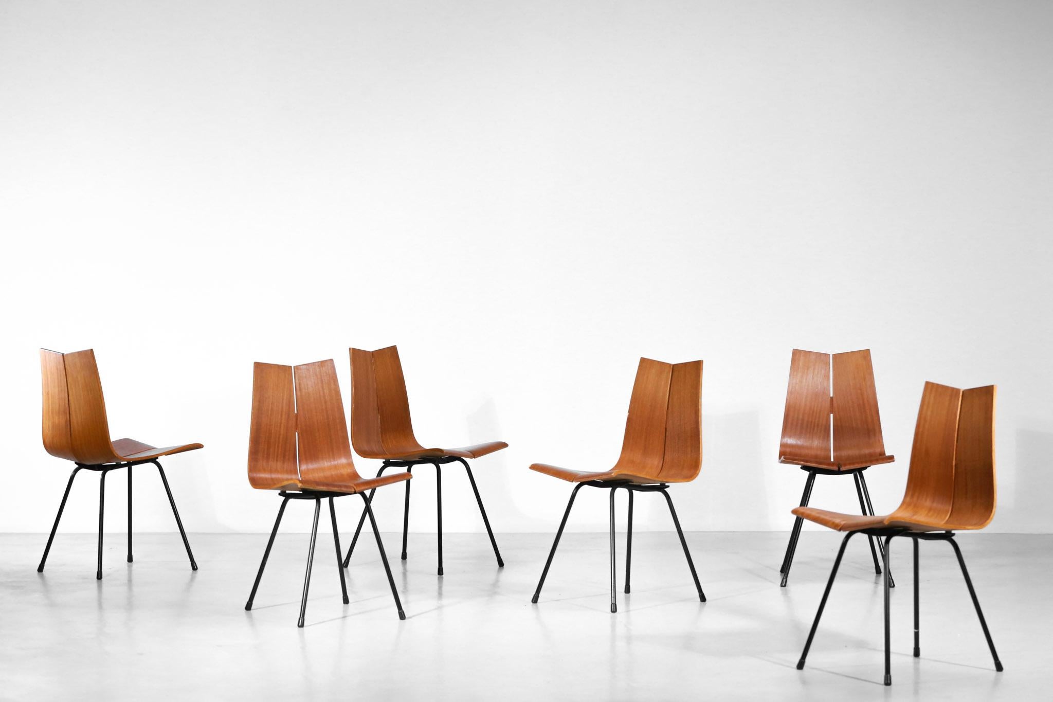 Set of Six GA Chairs from the 1950s by Swiss Designer Hans Bellmann 9