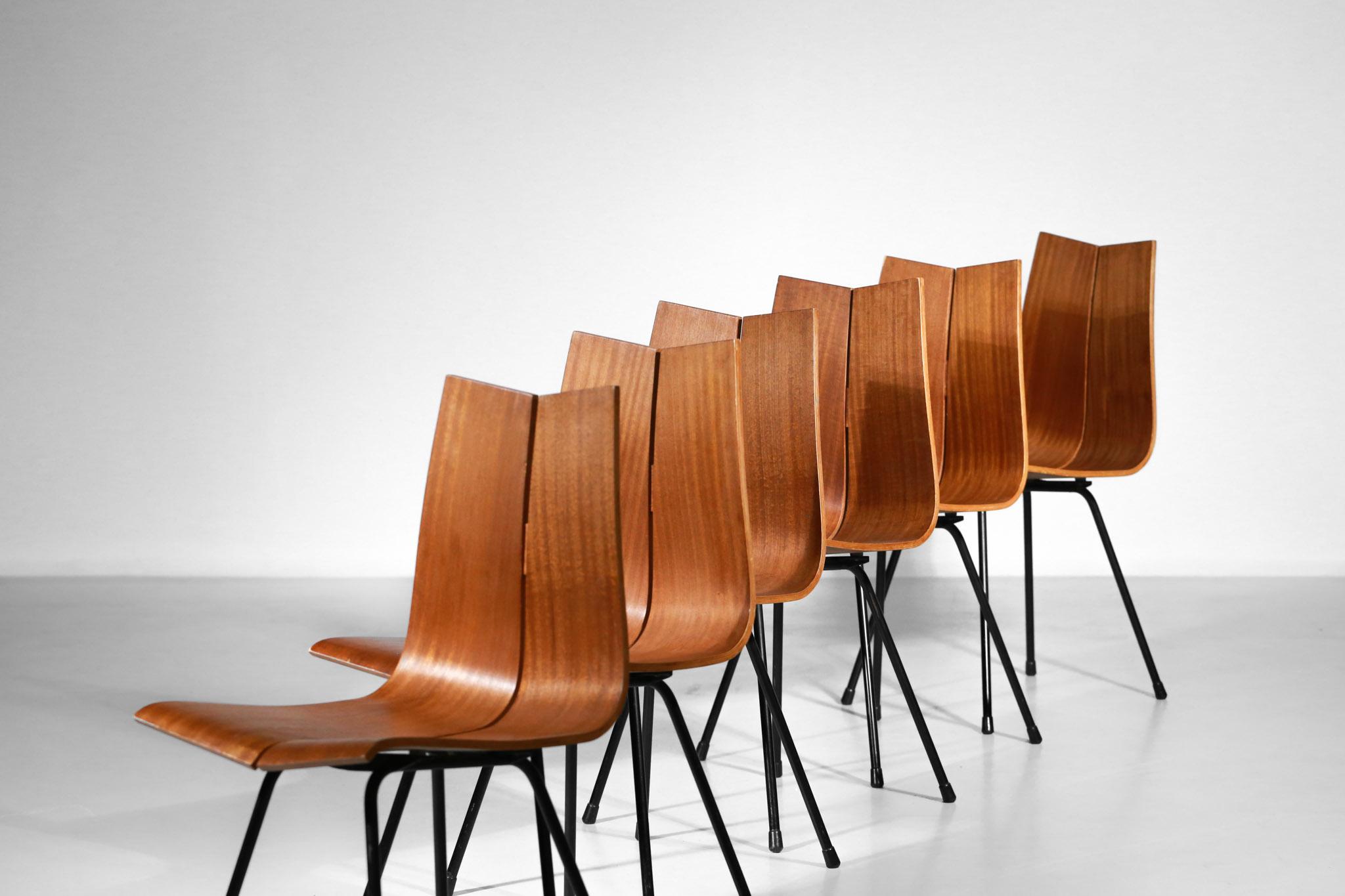 Mid-20th Century Set of Six GA Chairs from the 1950s by Swiss Designer Hans Bellmann