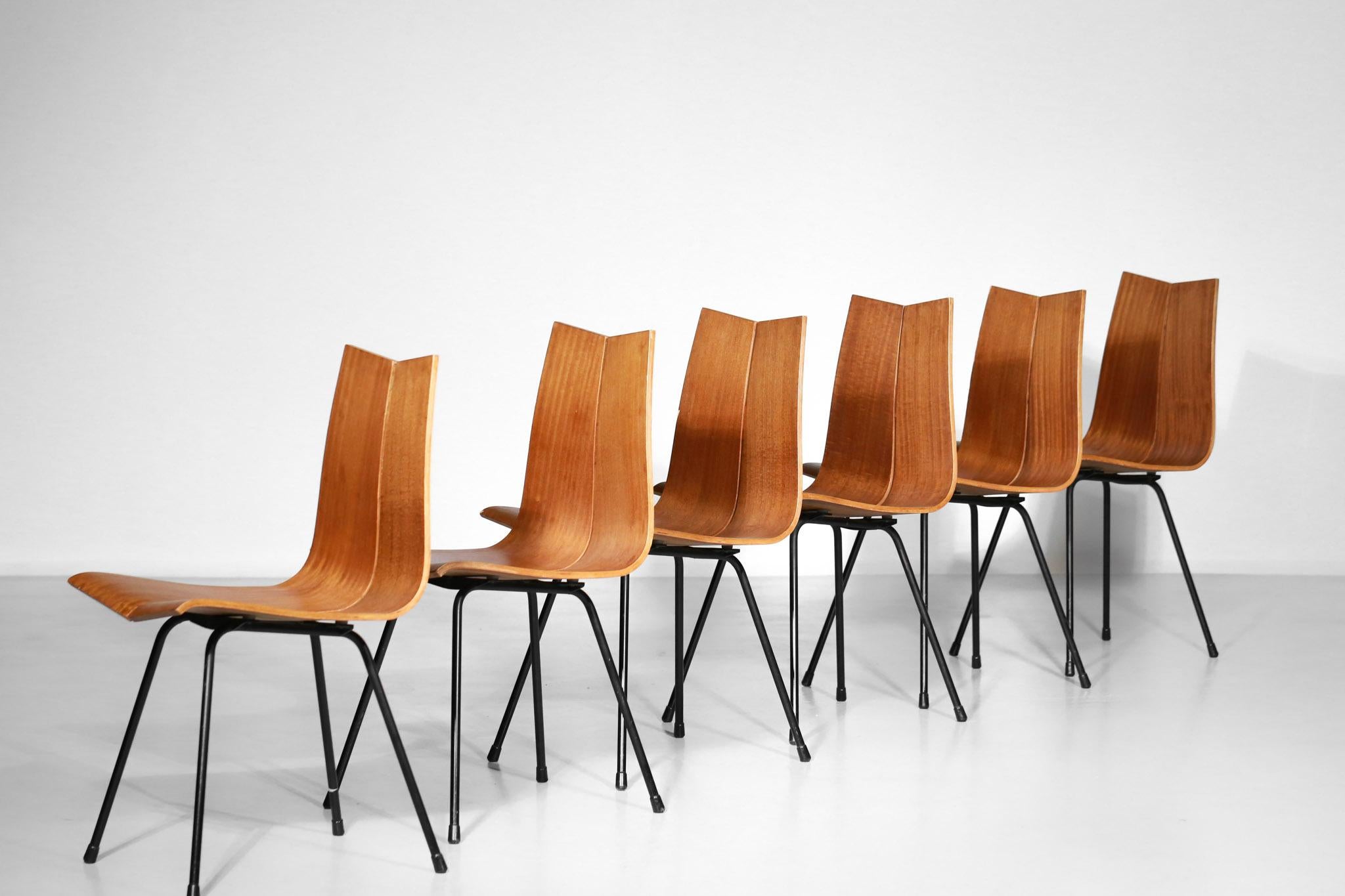 Set of Six GA Chairs from the 1950s by Swiss Designer Hans Bellmann 1