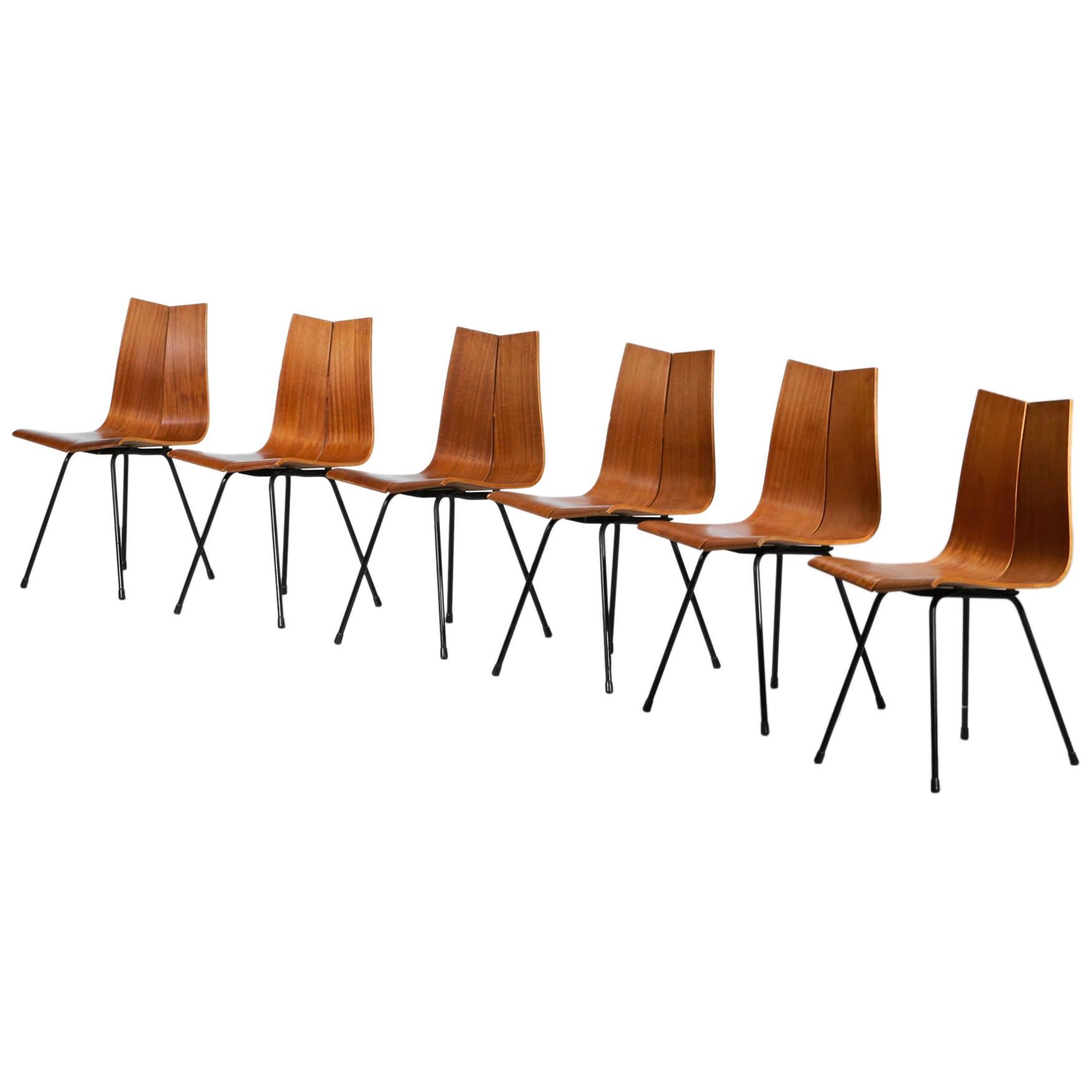 Set of Six GA Chairs from the 1950s by Swiss Designer Hans Bellmann