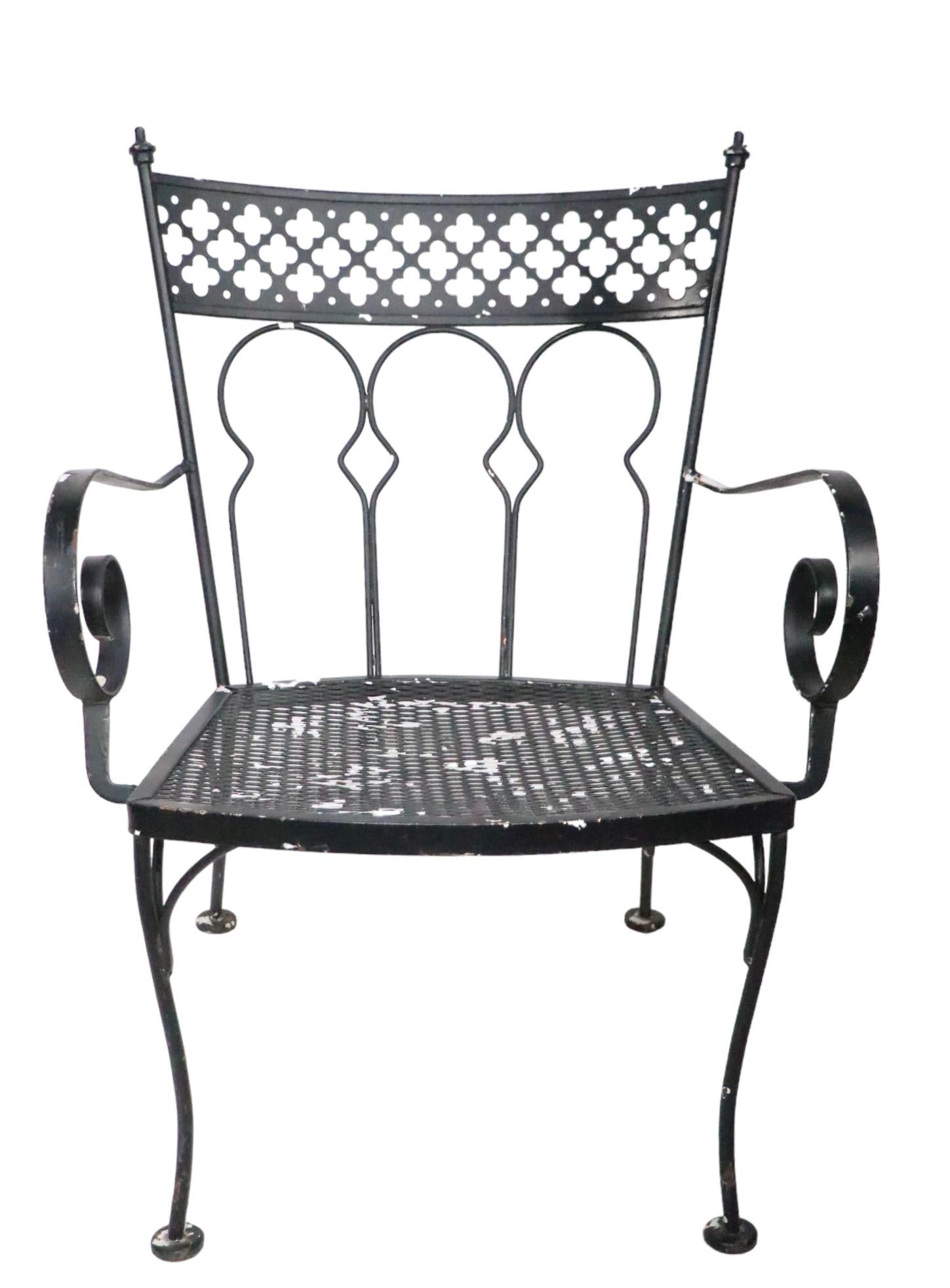 Set of Six Garden Patio Dining Arm Chairs Taj Mahal by Salterini, 1950/ 60s For Sale 4