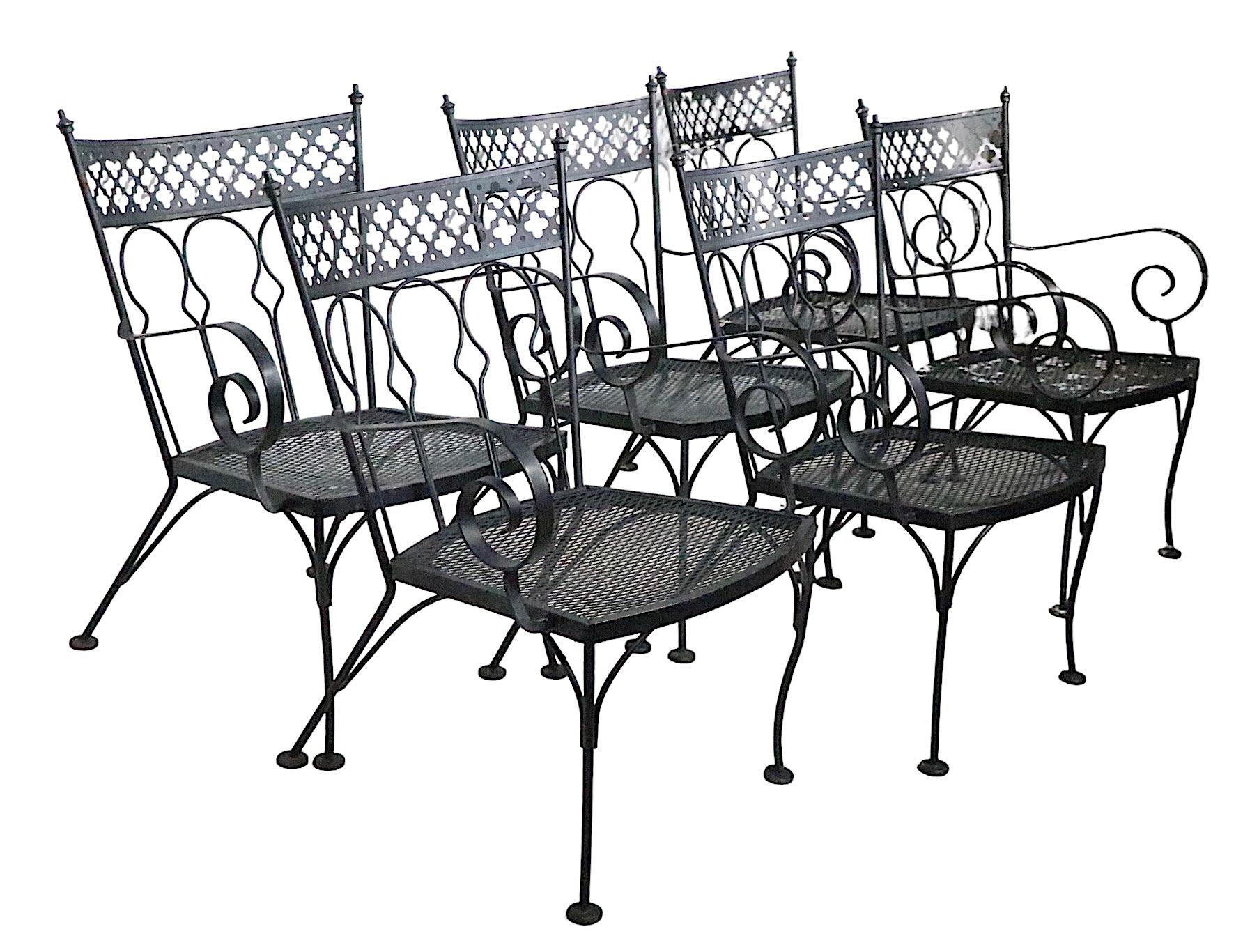 Hollywood Regency Ensemble de six fauteuils de salle à manger de jardin Taj Mahal par Salterini, années 1950/60 en vente