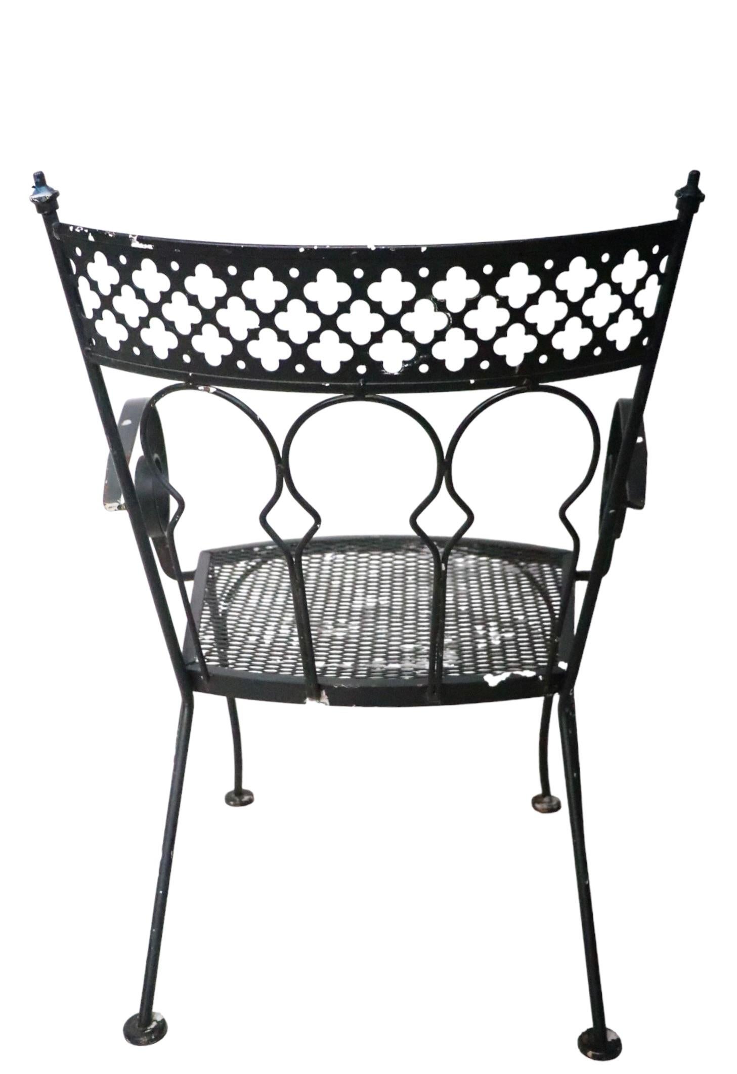 20th Century Set of Six Garden Patio Dining Arm Chairs Taj Mahal by Salterini, 1950/ 60s For Sale