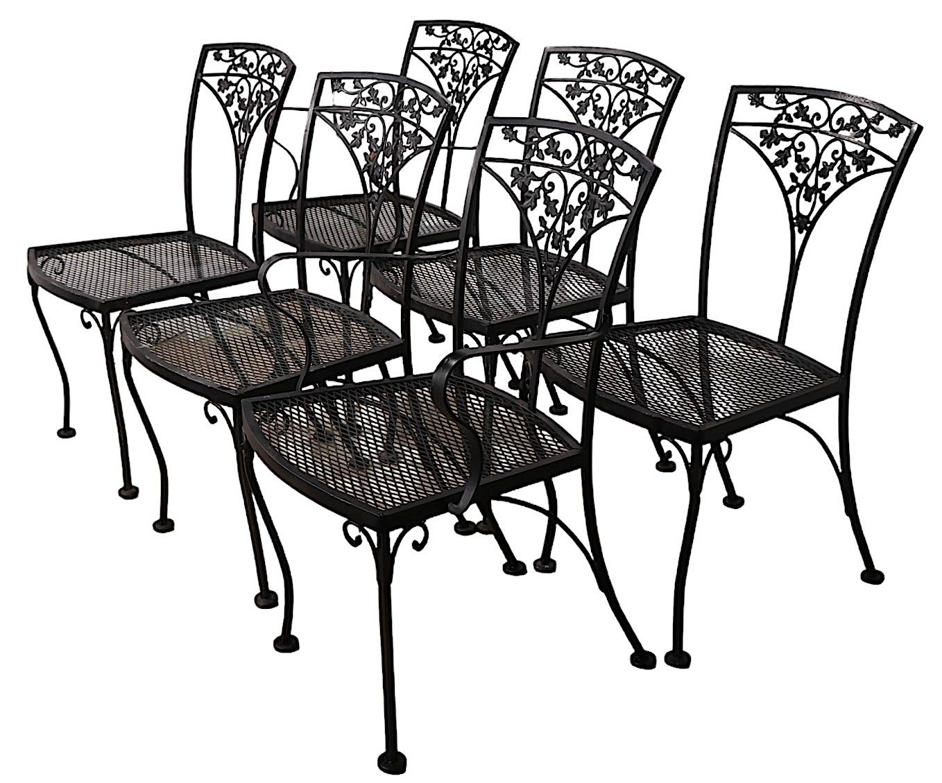 Satz von sechs Garten-Patio-Poolside Woodard Orleans Esszimmerstühle (Art déco) im Angebot