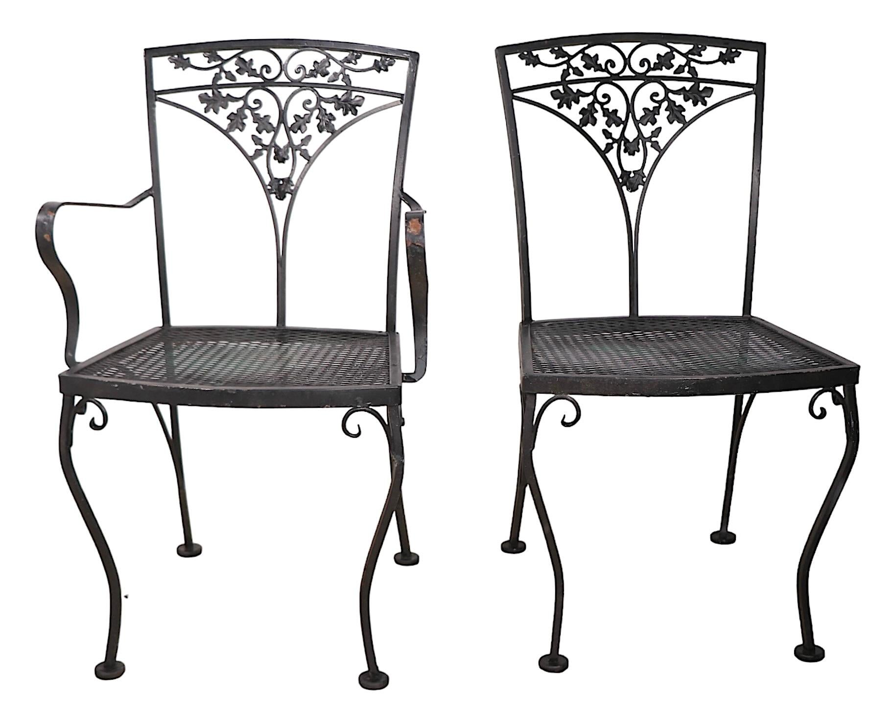 Satz von sechs Garten-Patio-Poolside Woodard Orleans Esszimmerstühle im Zustand „Gut“ im Angebot in New York, NY