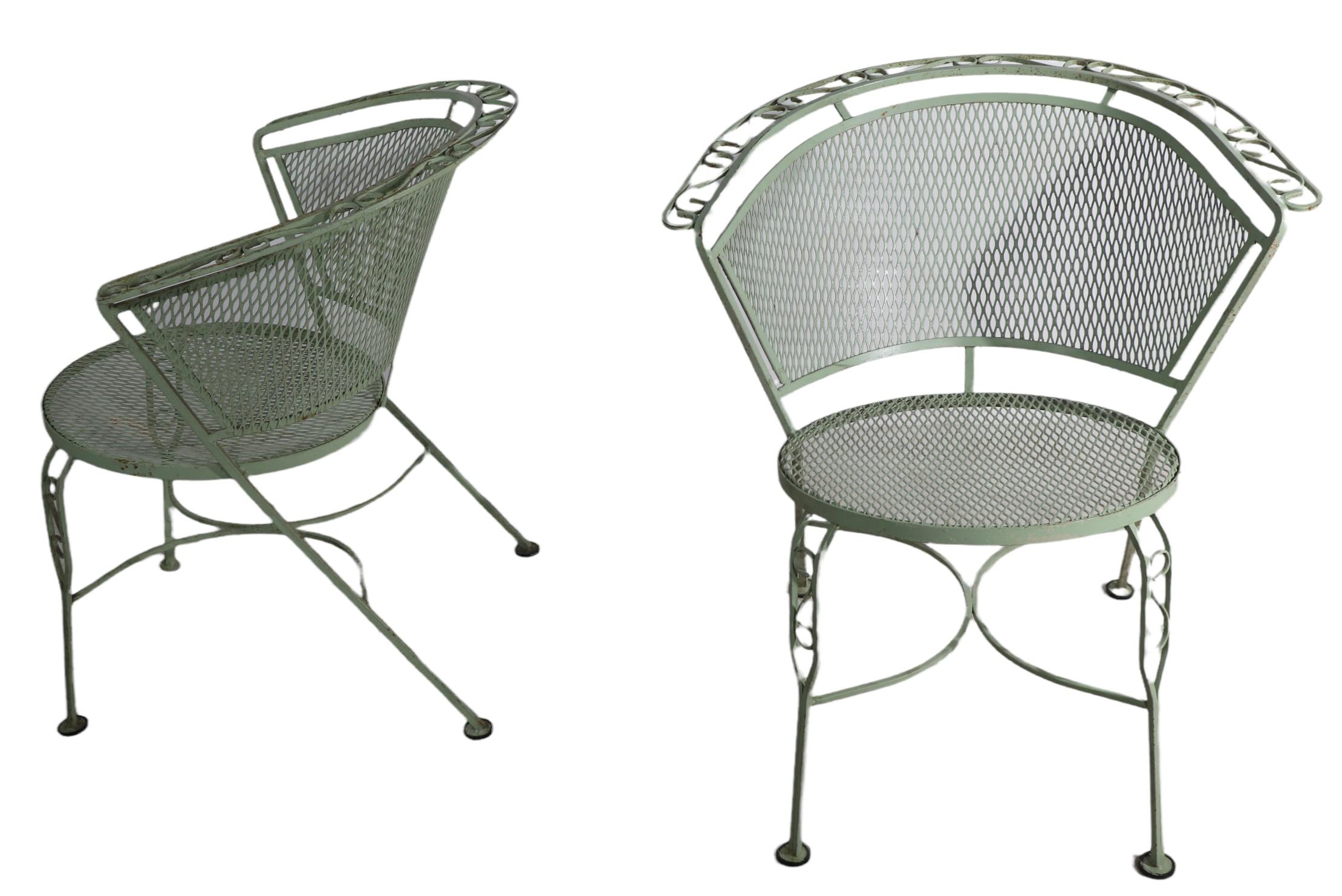 Ensemble de six chaises de jardin en fer forgé pour patio et jardin par Salterini en vente 3