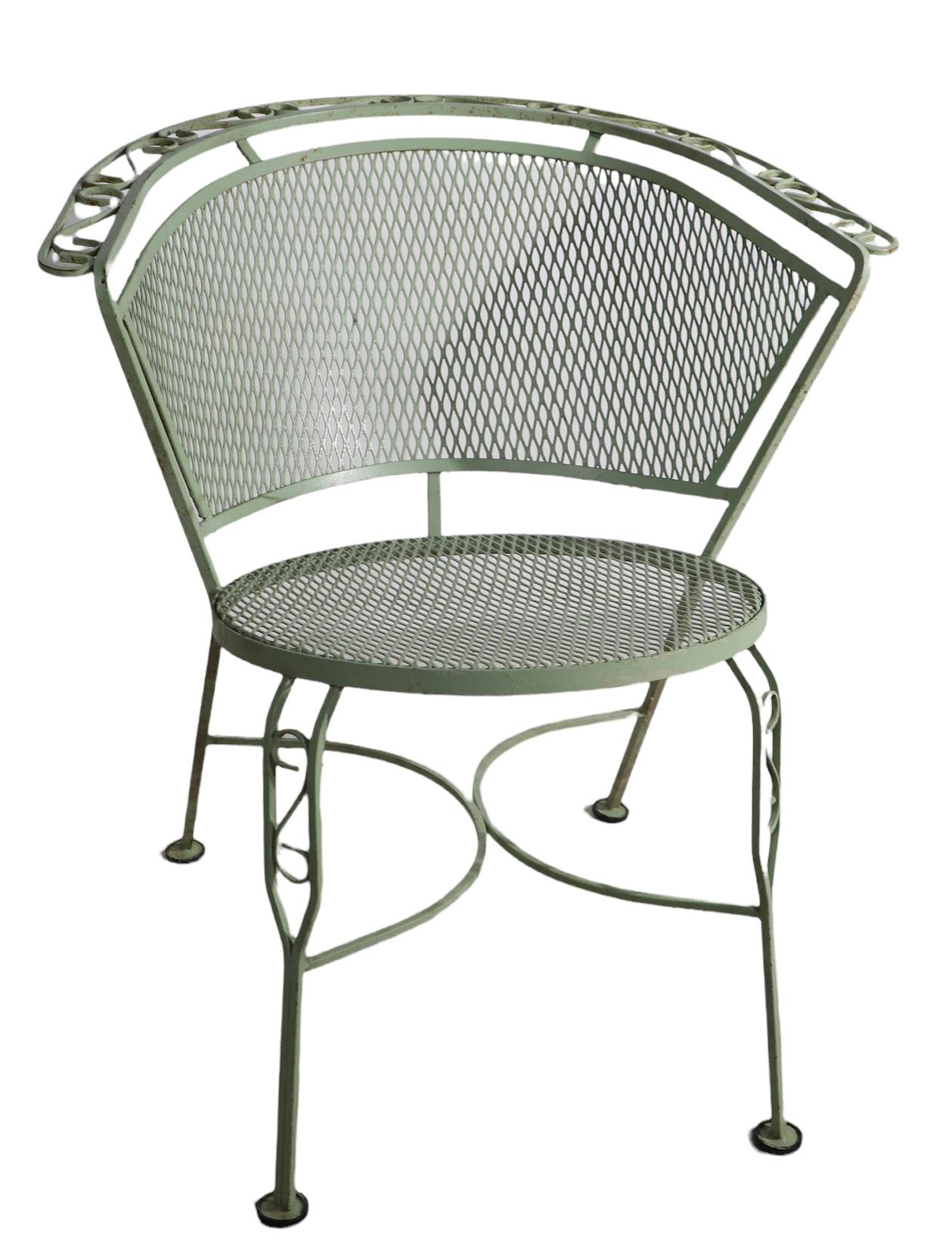 Ensemble de six chaises de jardin en fer forgé pour patio et jardin par Salterini en vente 4