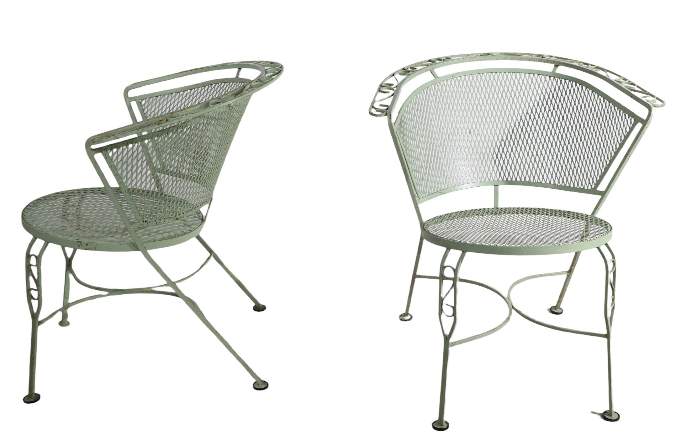 Ensemble de six chaises de jardin en fer forgé pour patio et jardin par Salterini en vente 2