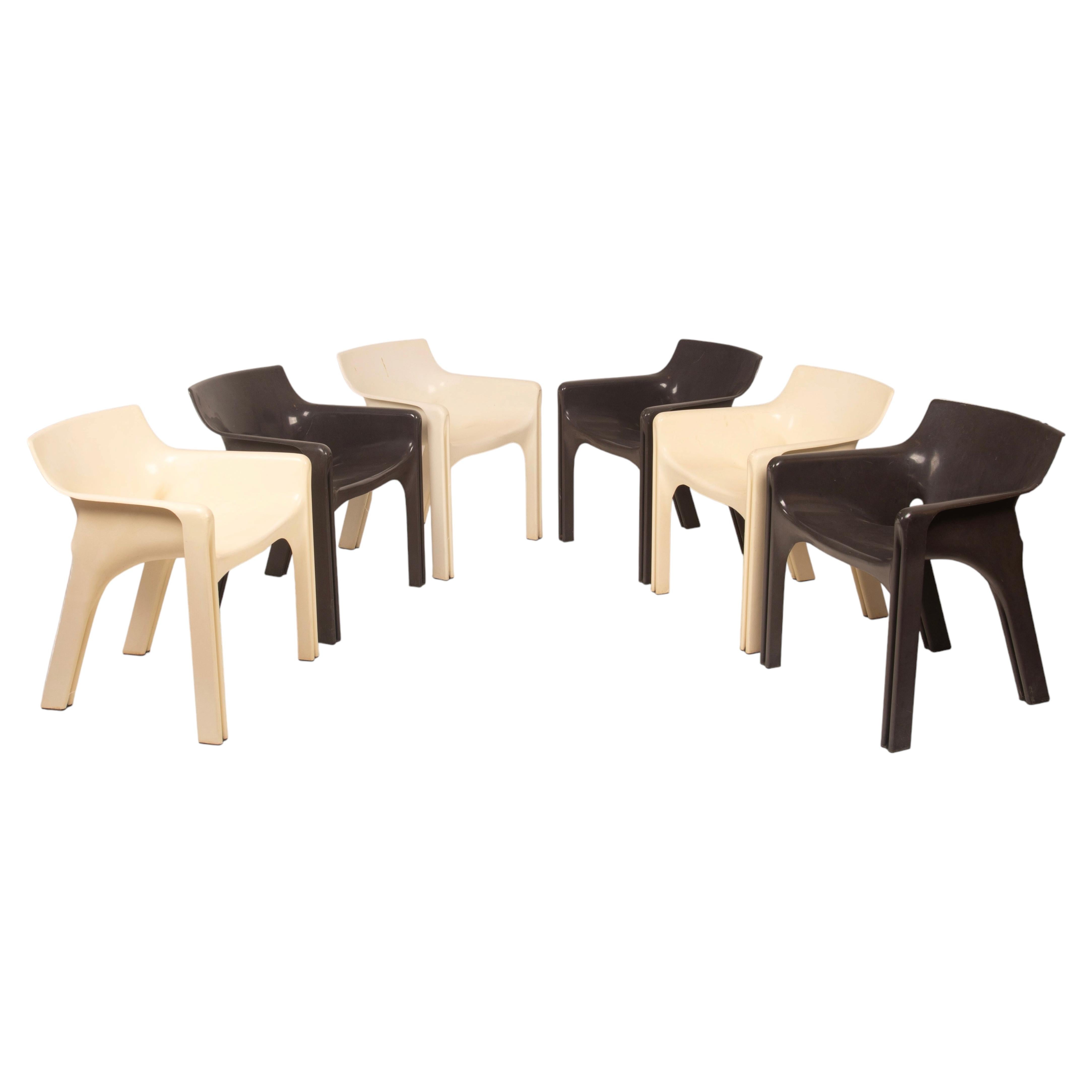 Juego de seis sillones Gaudí de Vico Magistretti para Artemide en venta