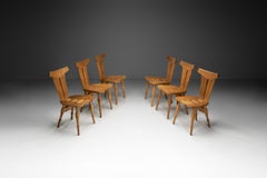 Set of Six Geometric Dining Chairs, Europe ca 1960s