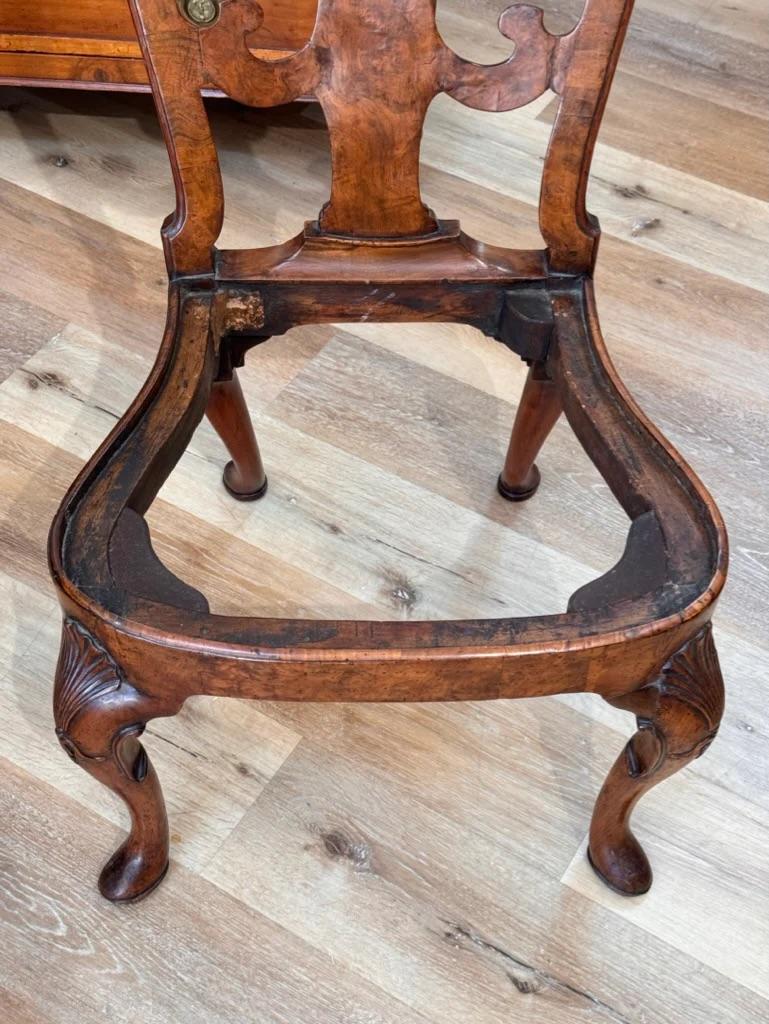 Set of Six George I Burlwood Veneered and Carved Dining Chairs For Sale 3