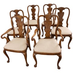 Set of Six George I Revival Walnut Dining Chairs