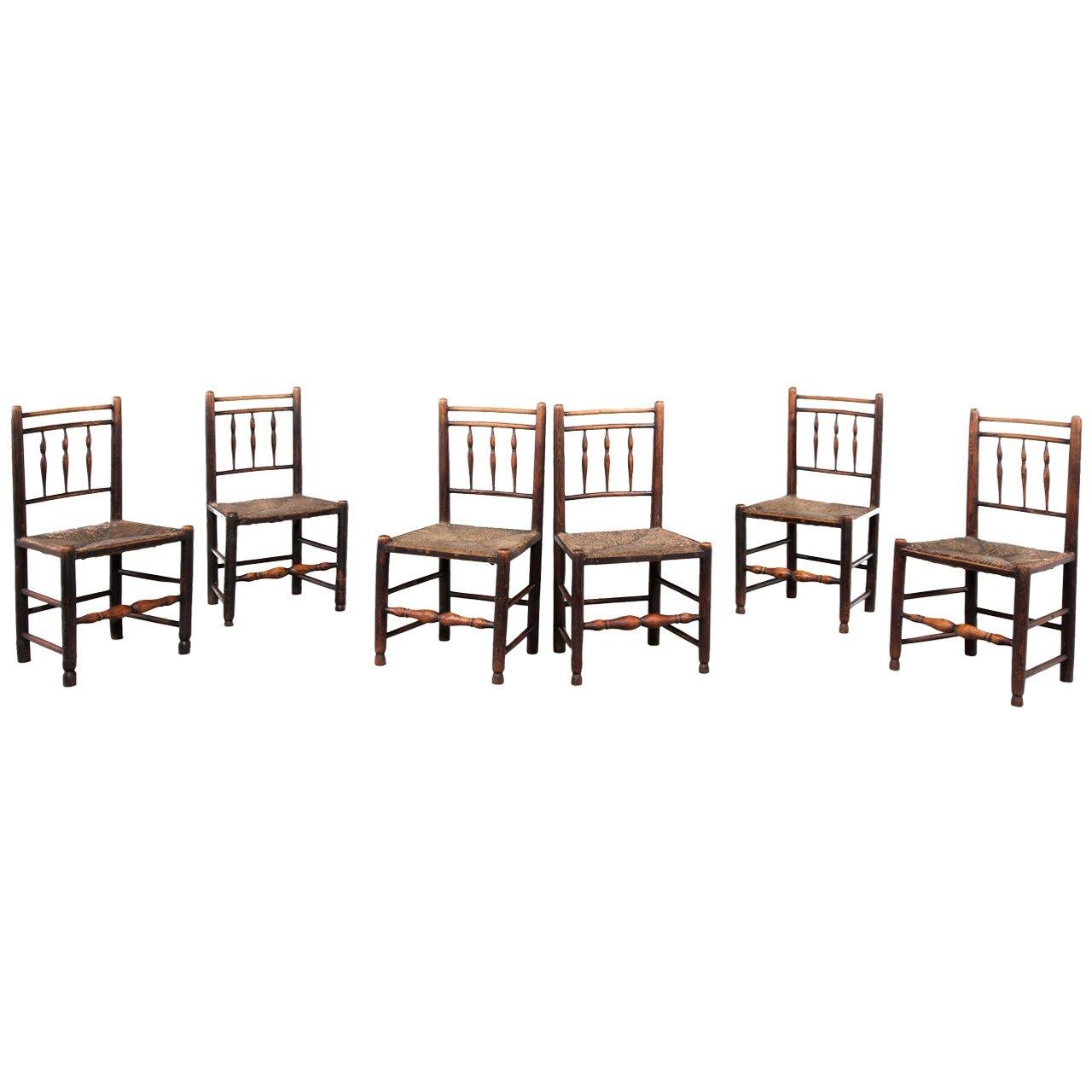 Set of Six George III Period Spindle Back Chairs