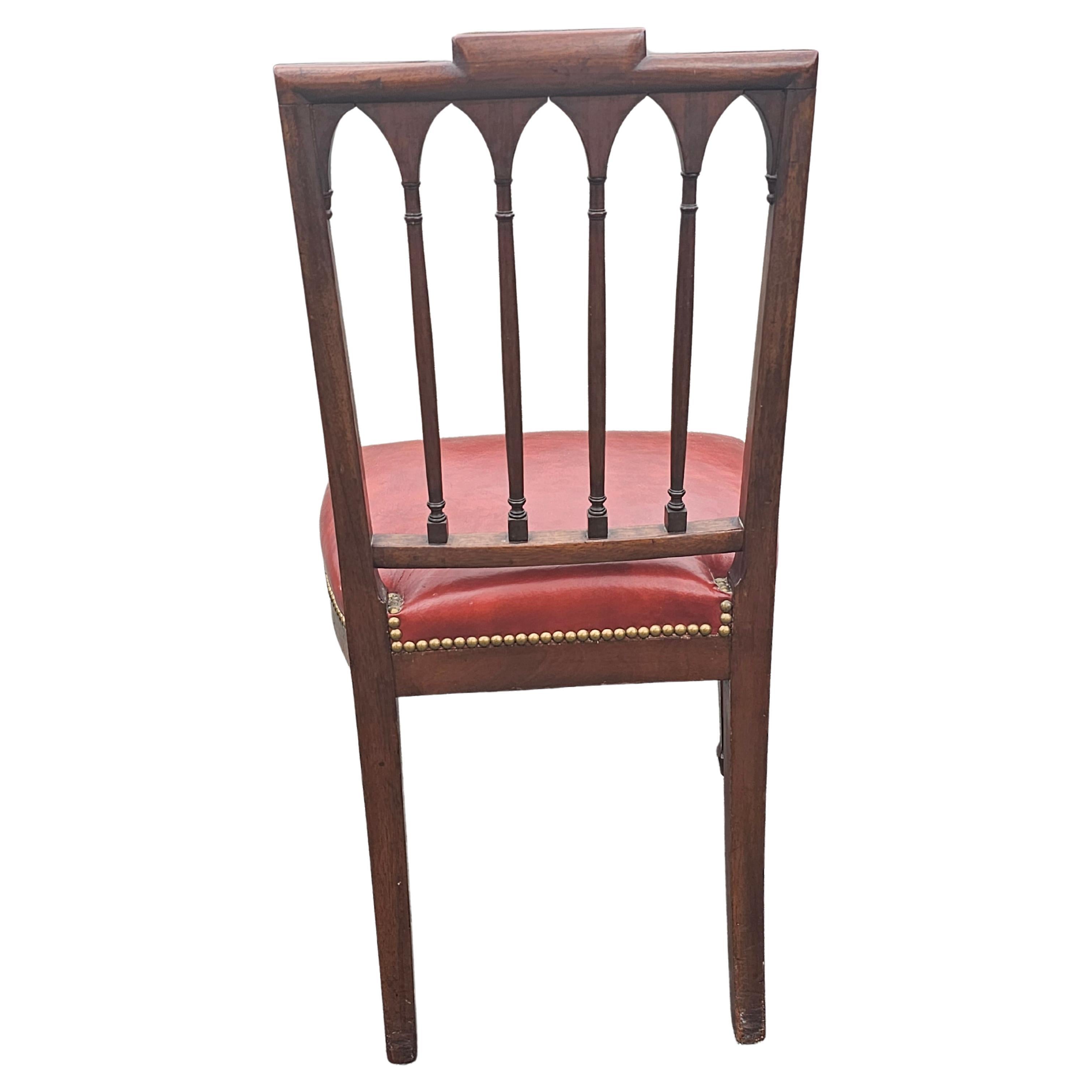Set Of Six George III Style Carved Mahogany Leather Upholstered Dining Chairs For Sale 7