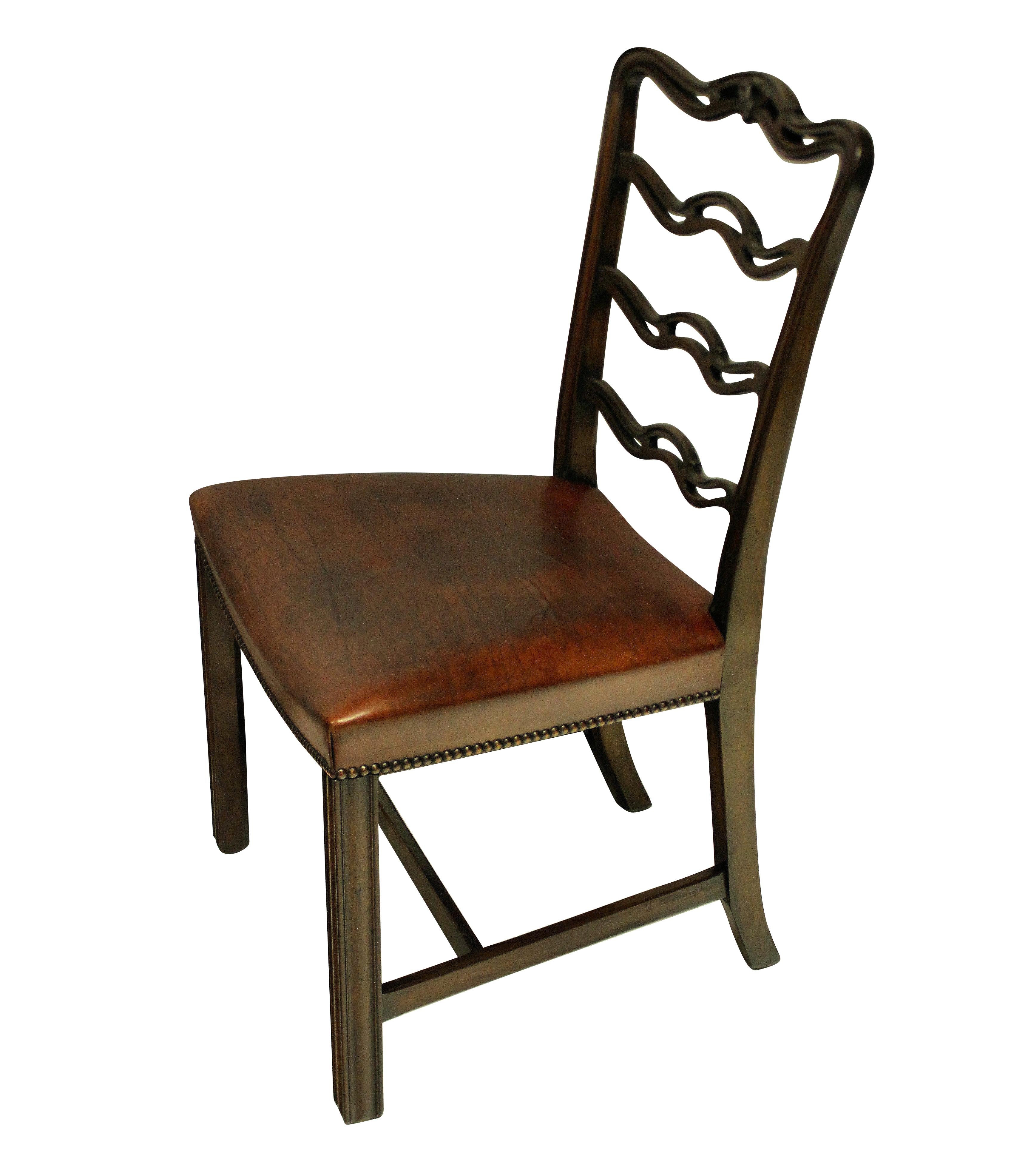 Early 20th Century Set of Six George III Style Dining Chairs For Sale