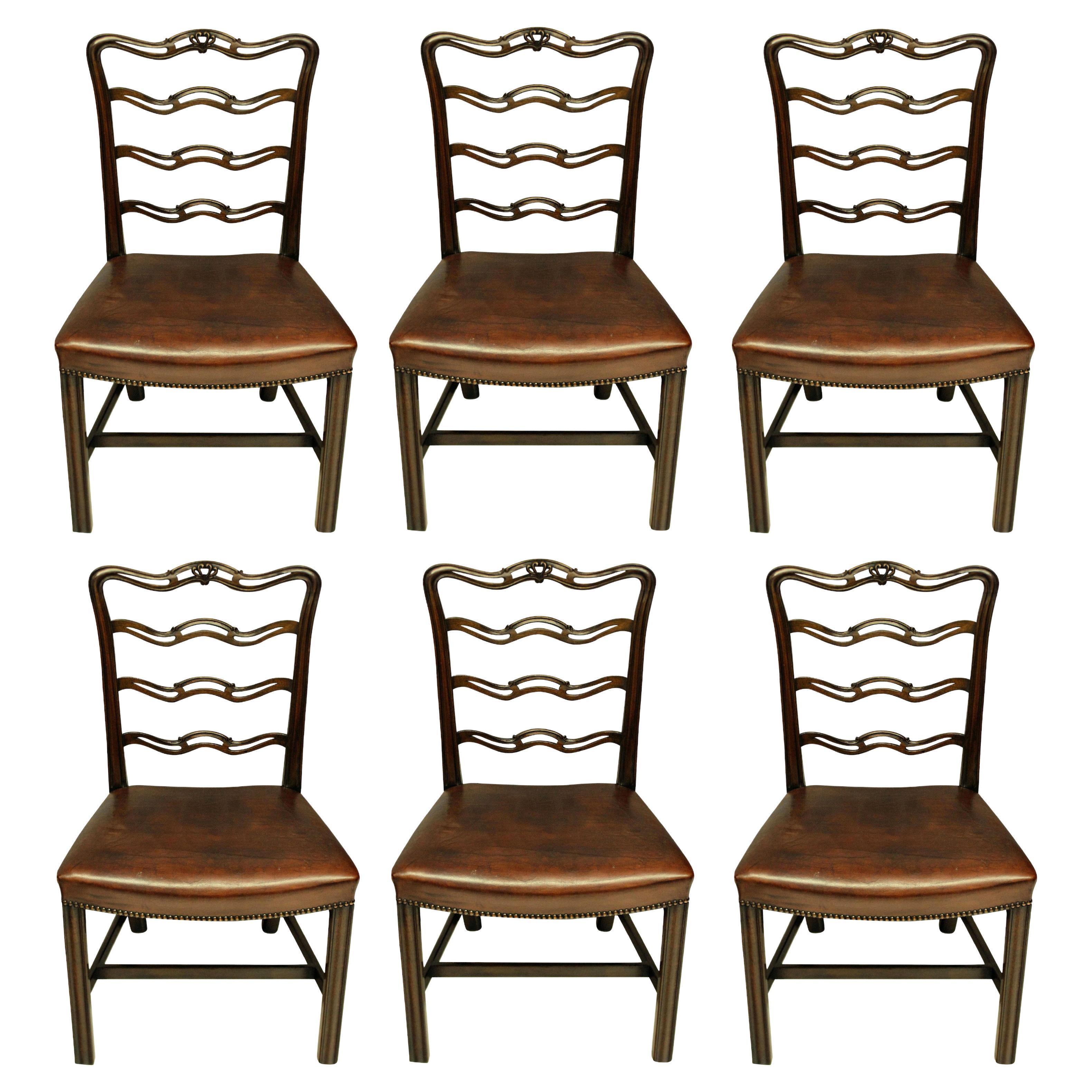 Set of Six George III Style Dining Chairs For Sale