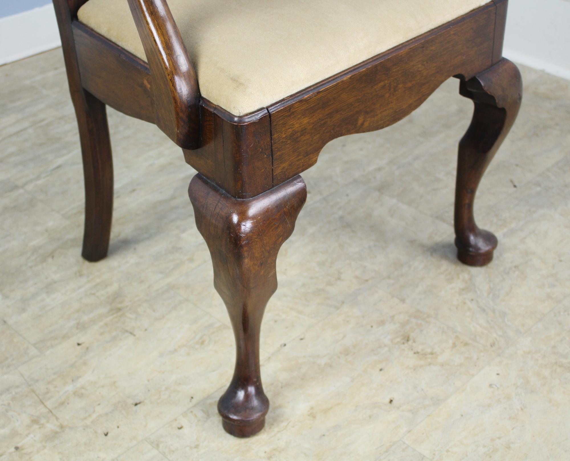 English Set of Six George III Style Oak Dining Chairs For Sale