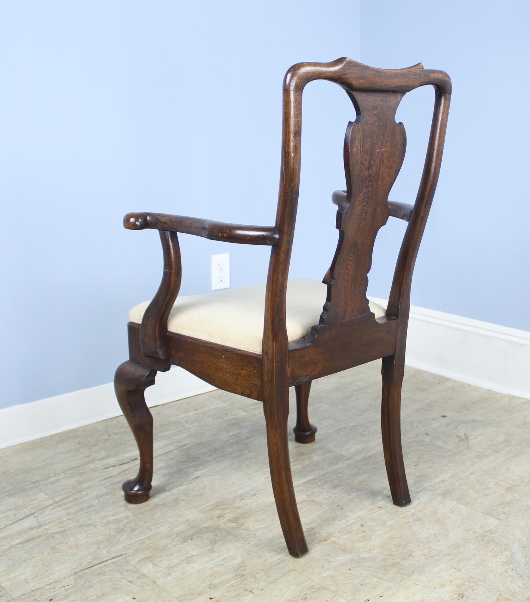 19th Century Set of Six George III Style Oak Dining Chairs For Sale