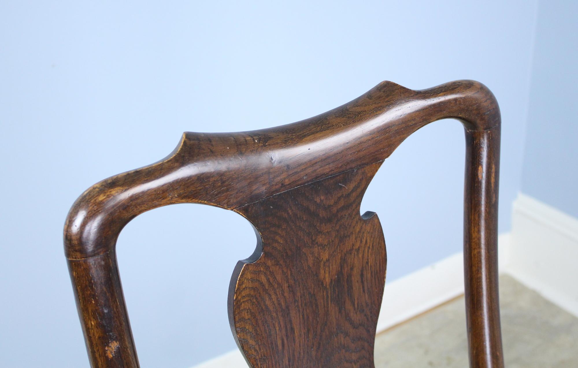 Set of Six George III Style Oak Dining Chairs For Sale 2