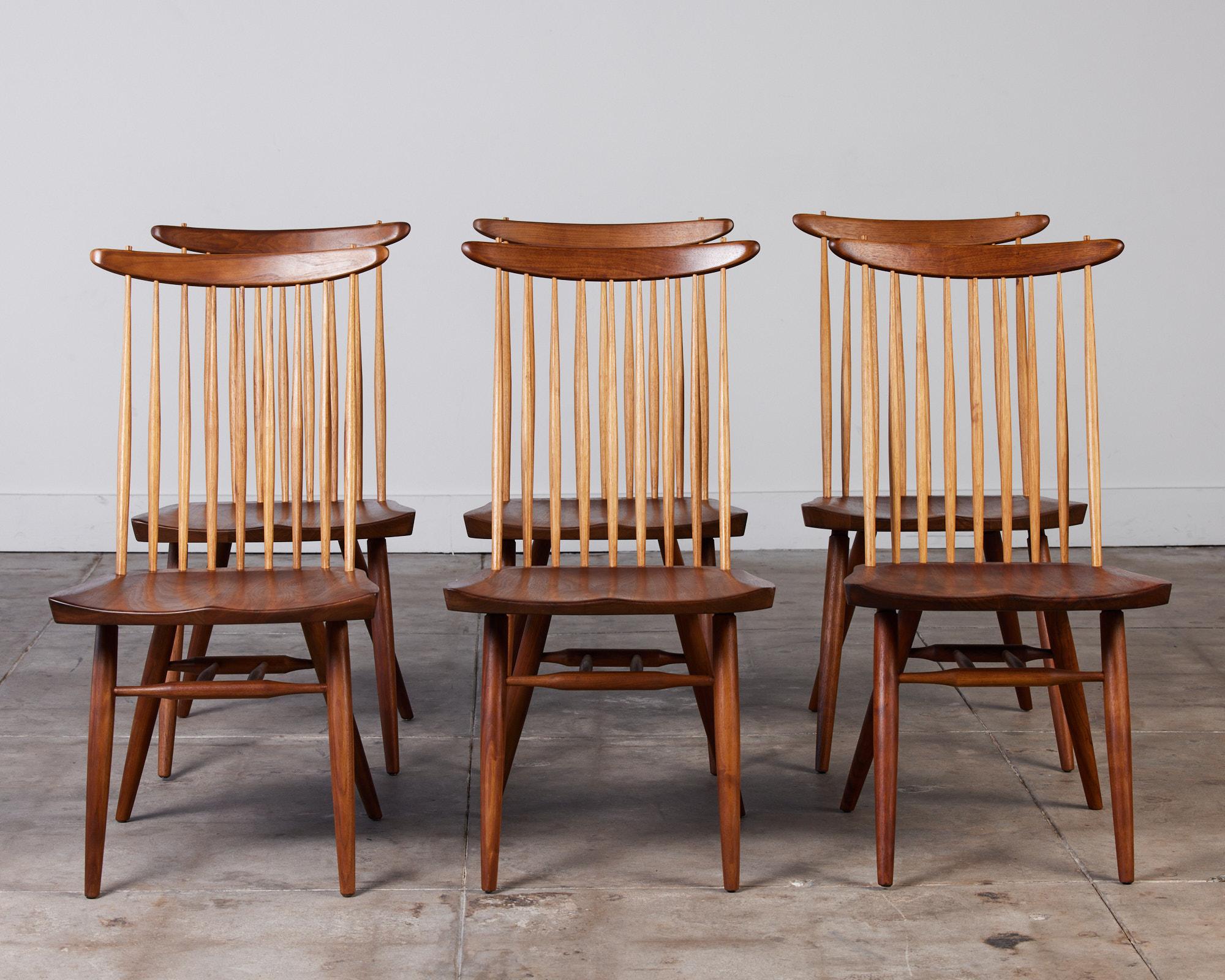 Walnut dining chairs by George Nakashima for Grand Rapids, Michigan-based company Widdicomb, c.1960s for their 