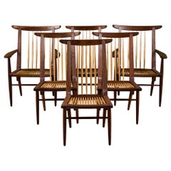 Satz von sechs George Nakashima Esszimmerstühlen für Widdicomb