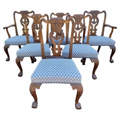 Set of Six Georgian Chippendale Carved Mahogany Chippendale Dining Chairs