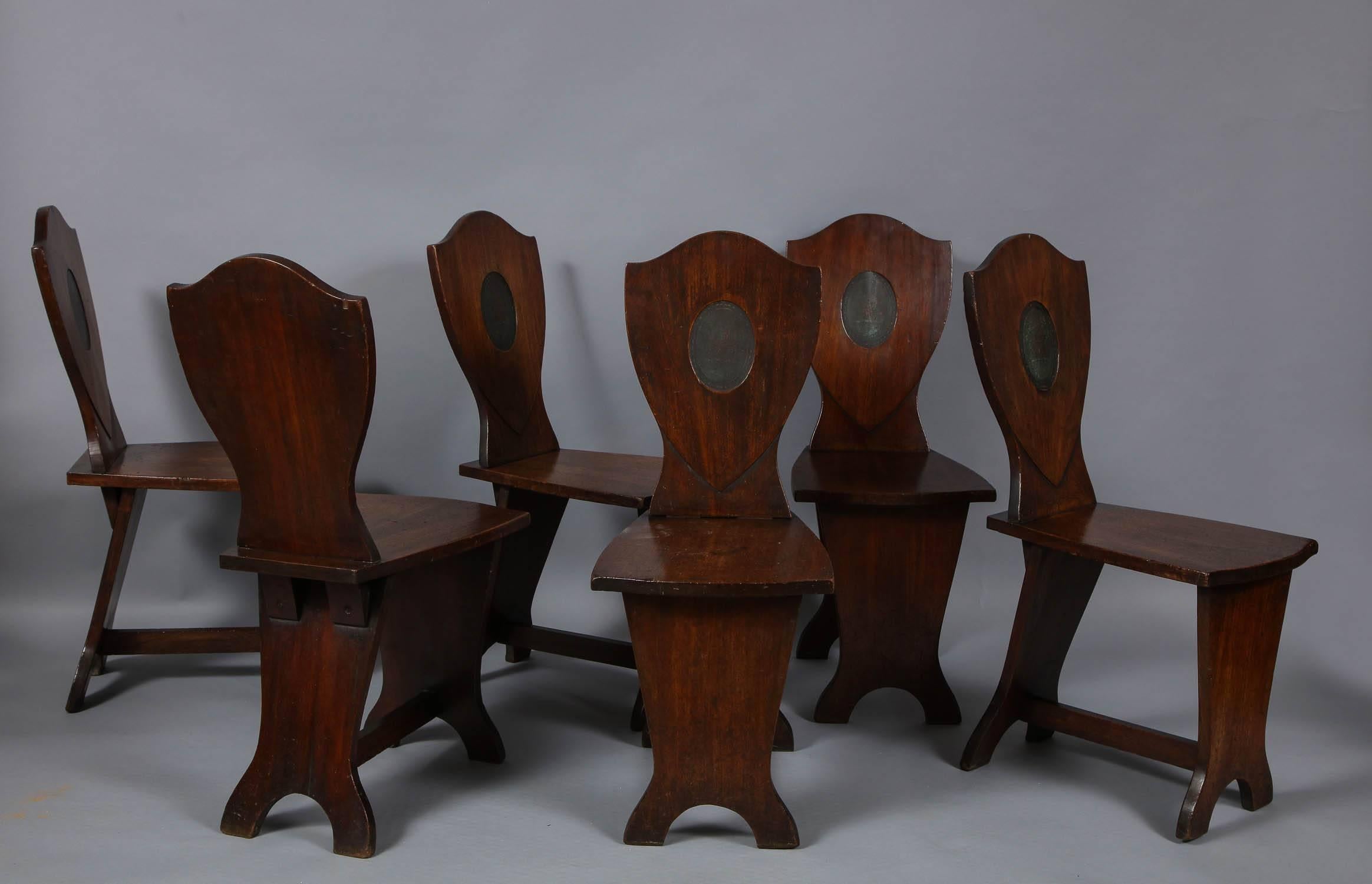 Late 18th Century Set of Six Georgian Hall Chairs For Sale