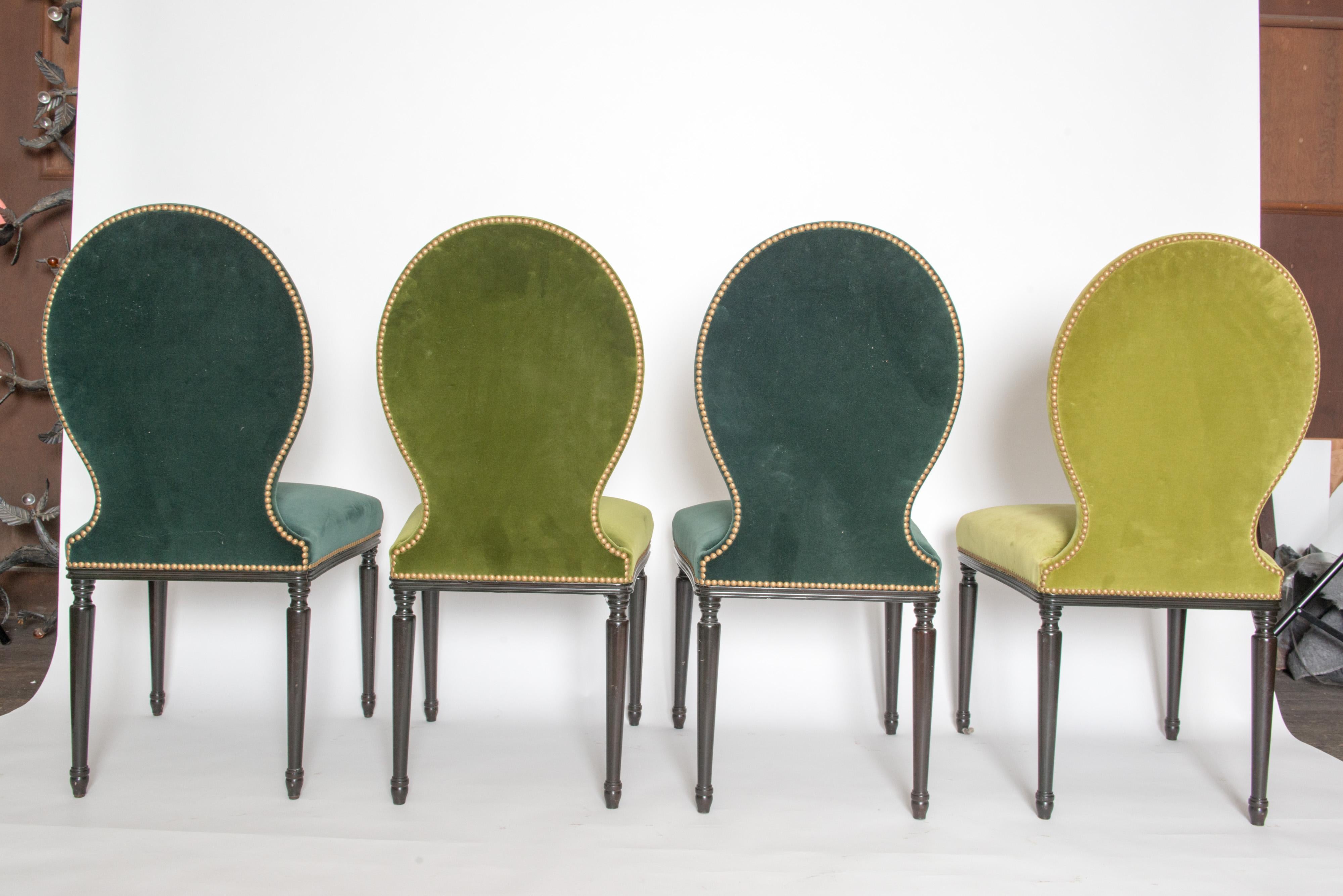 Set of Six Georgian Style Velvet Dining Chairs  4