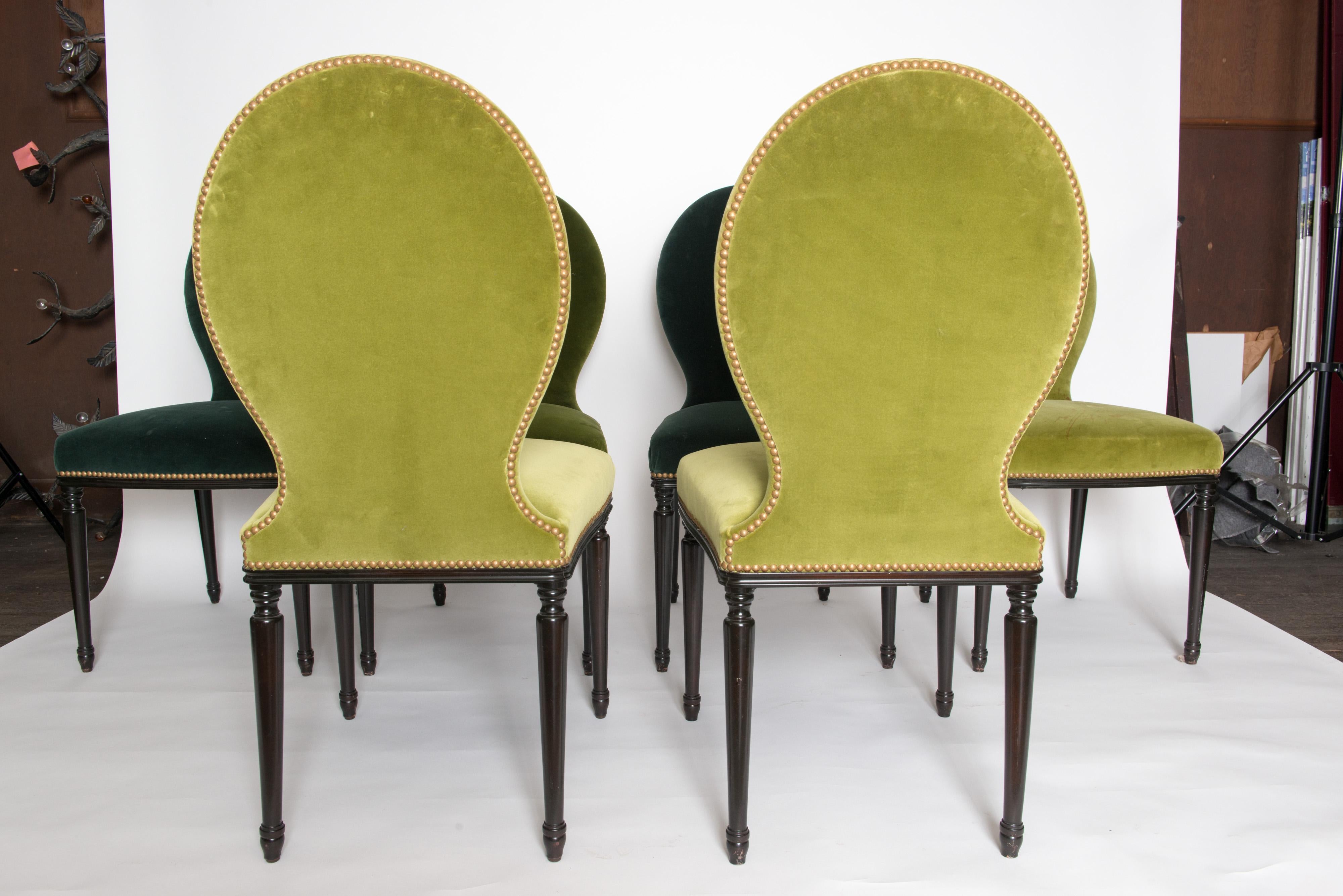 Mid-20th Century Set of Six Georgian Style Velvet Dining Chairs 