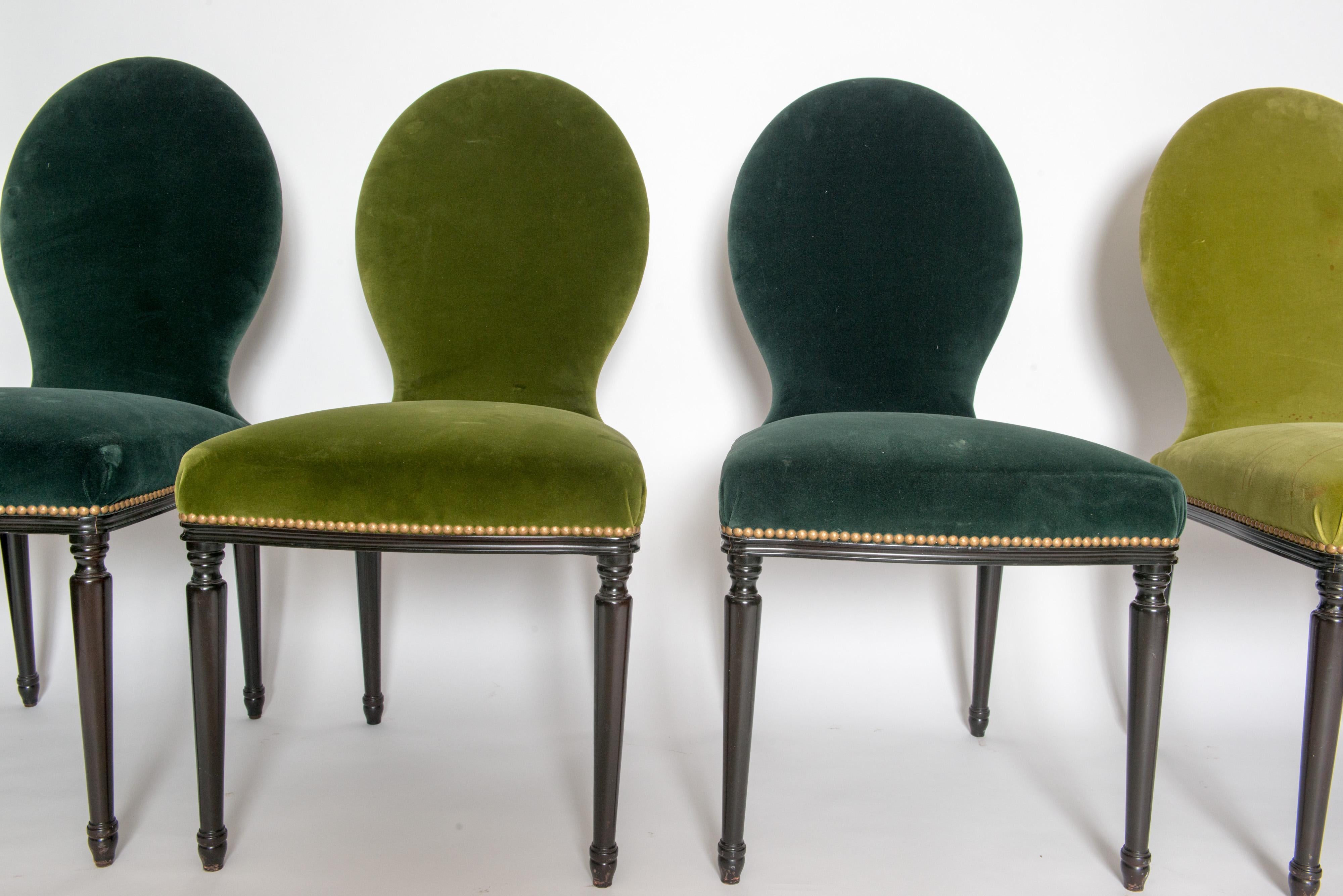 Set of Six Georgian Style Velvet Dining Chairs  2