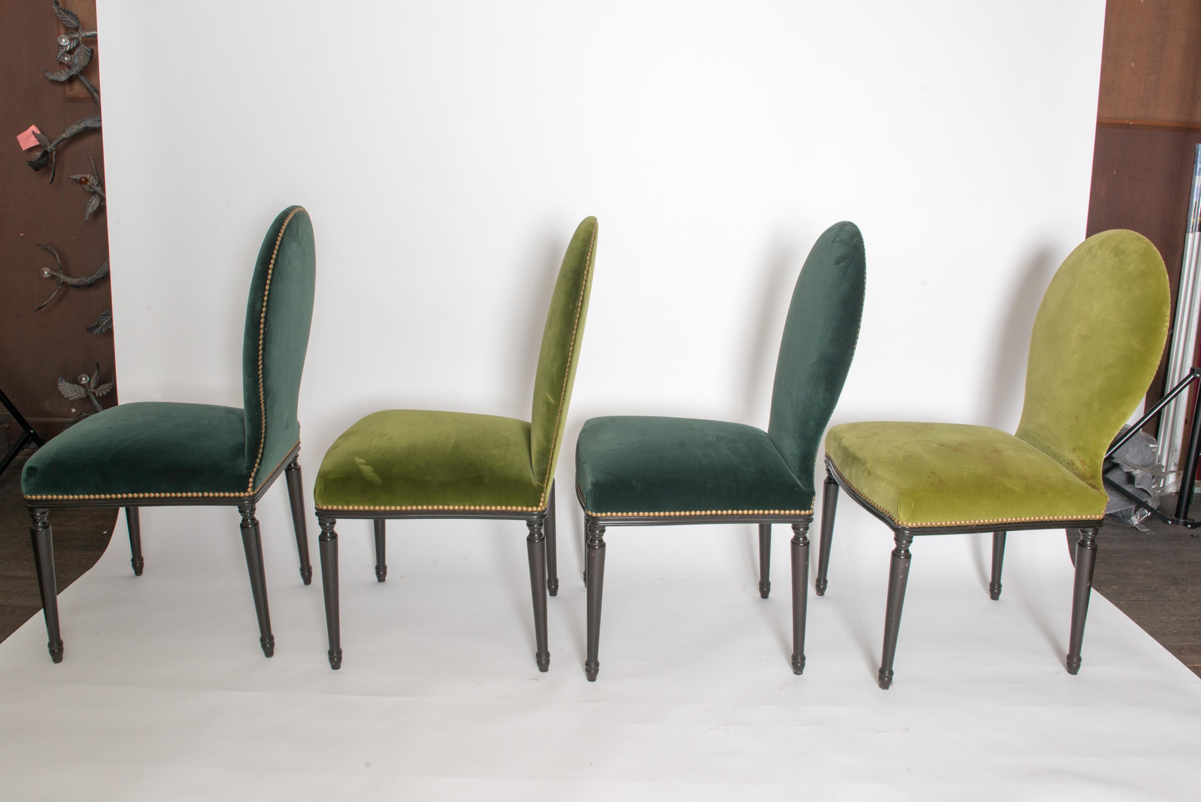Set of Six Georgian Style Velvet Dining Chairs  3