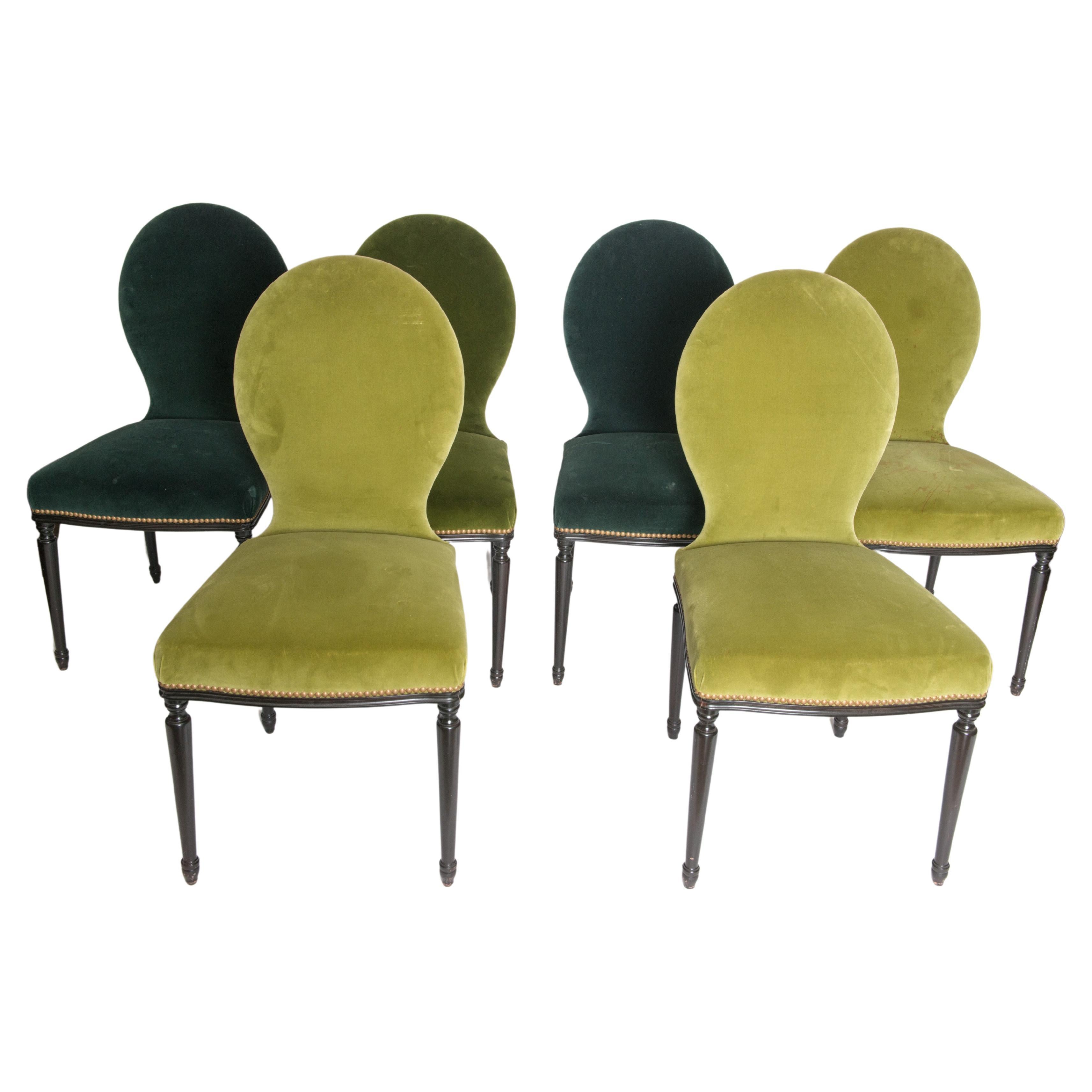 Set of Six Georgian Style Velvet Dining Chairs 