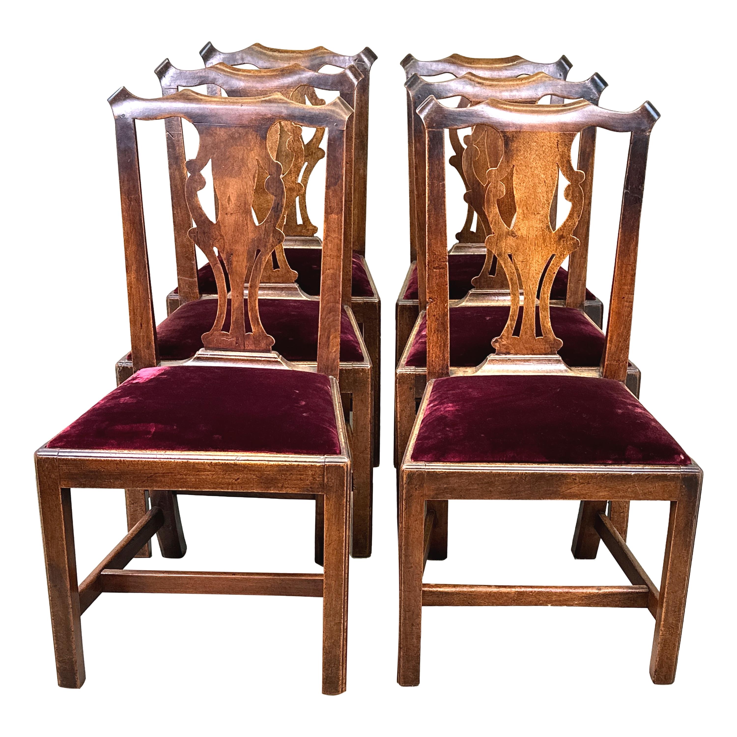 Set Of Six Georgian Walnut Dining Chairs For Sale 6