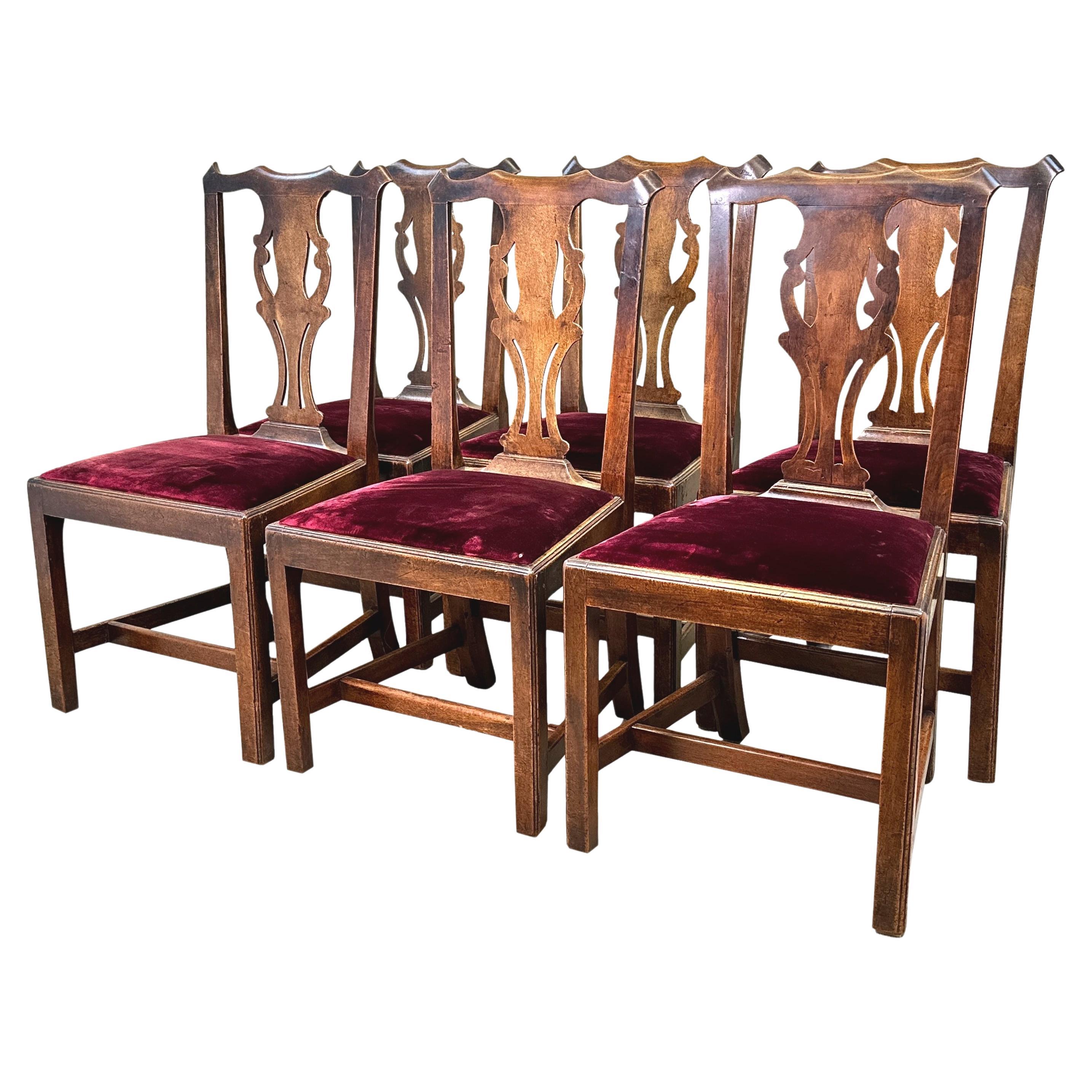 Set Of Six Georgian Walnut Dining Chairs For Sale