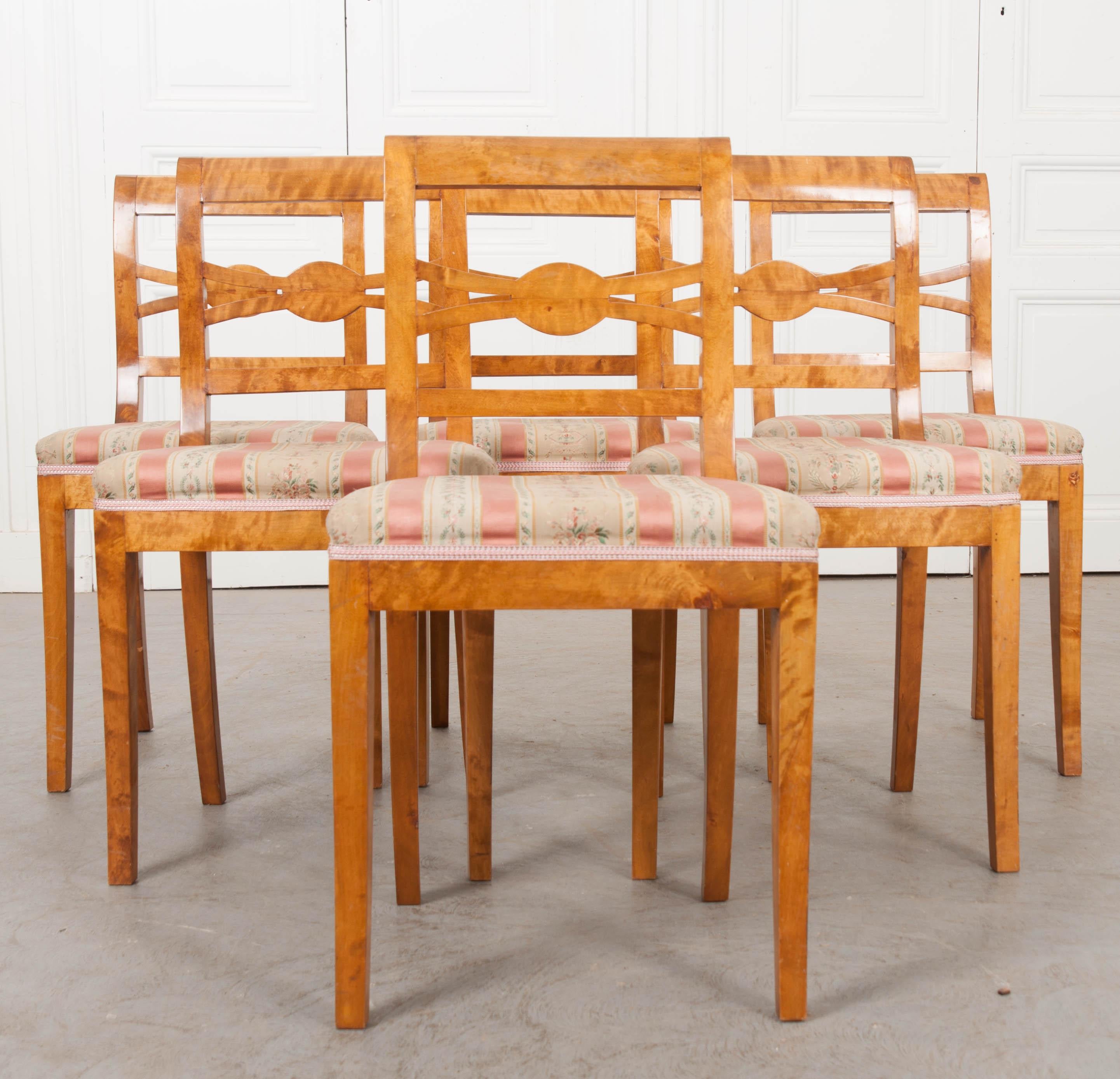 Maple Set of Six German 19th Century Biedermeier Dining Chairs