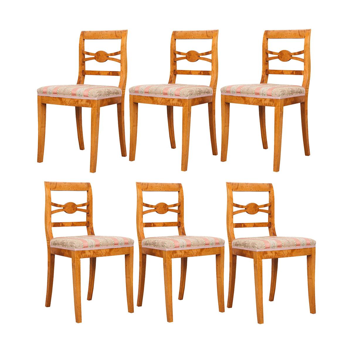 Set of Six German 19th Century Biedermeier Dining Chairs