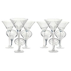 Set of Six Crystal Long Stem Martini Cocktail Glasses, Germany c. 1990